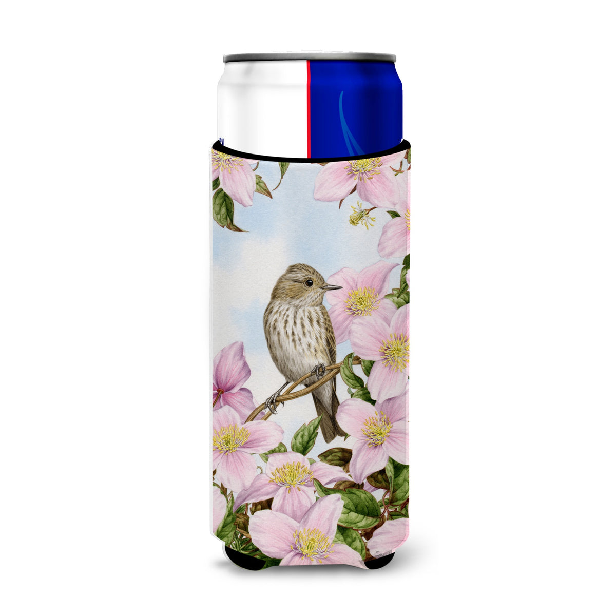 Caroline'S Treasures Asa2088Muk Spotted Flycatcher Michelob Ultra Koozies For Slim Cans, Multicolor