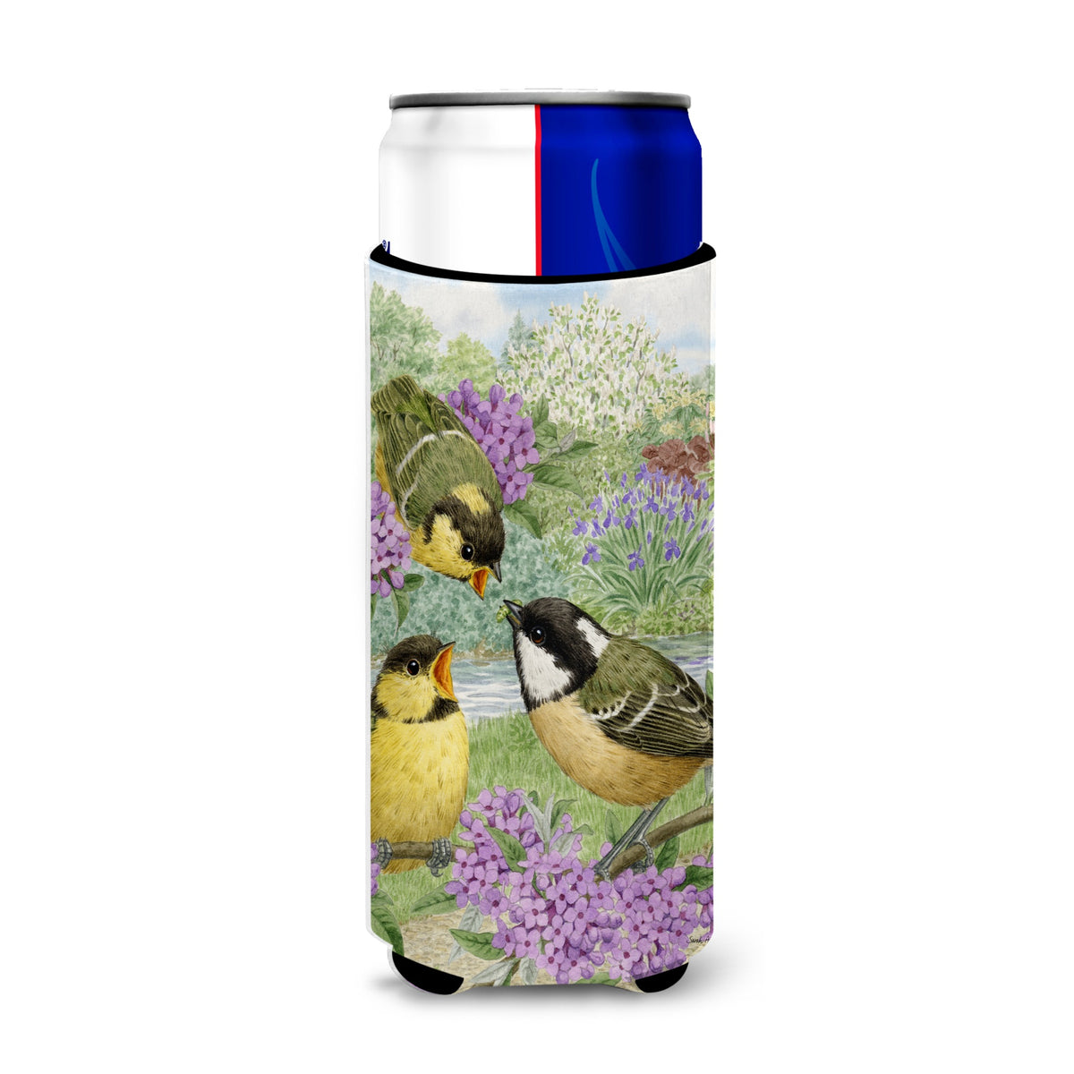 Caroline'S Treasures Asa2098Muk Coal Tits Michelob Ultra Koozies For Slim Cans, Multicolor