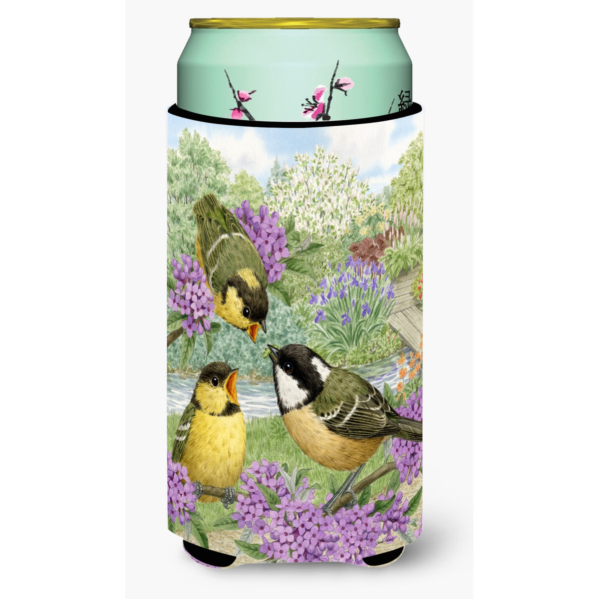 Caroline'S Treasures Asa2098Tbc Coal Tits Tall Boy Koozie Hugger, Multicolor
