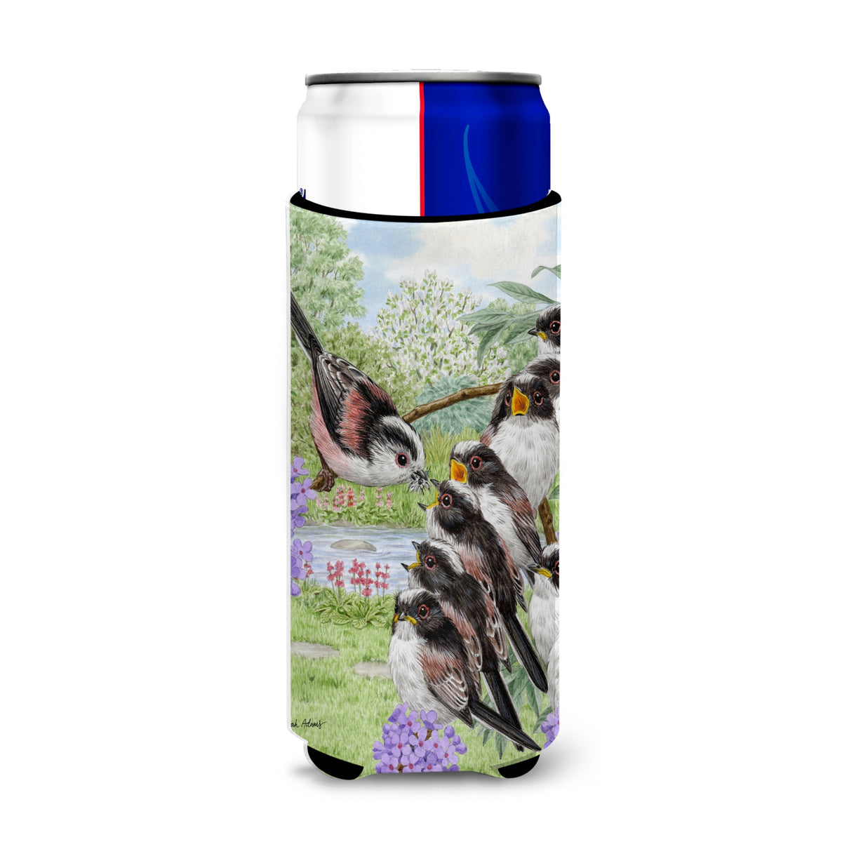 Caroline'S Treasures Asa2102Muk Long Tailed Tits Michelob Ultra Koozies For Slim Cans, Multicolor
