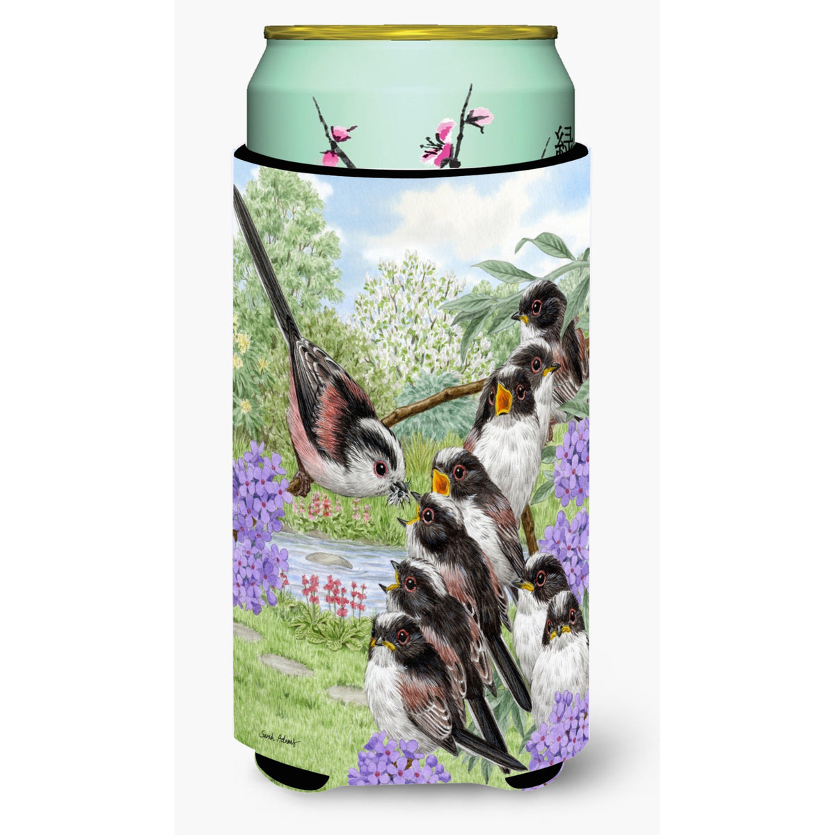 Caroline'S Treasures Asa2102Tbc Long Tailed Tits Tall Boy Koozie Hugger, Multicolor
