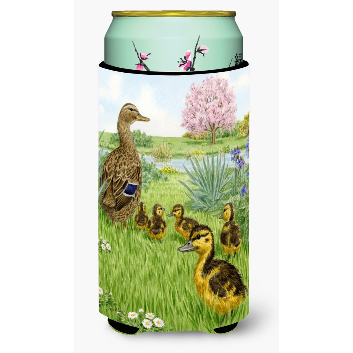 Caroline'S Treasures Asa2105Tbc Female Mallard Duck And Ducklings Tall Boy Koozie Hugger, Multicolor