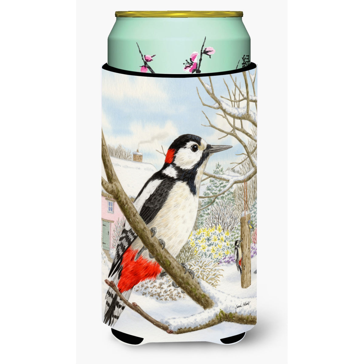 Caroline'S Treasures Spotted Woodpecker Tall Boy Koozie Hugger, Multicolor