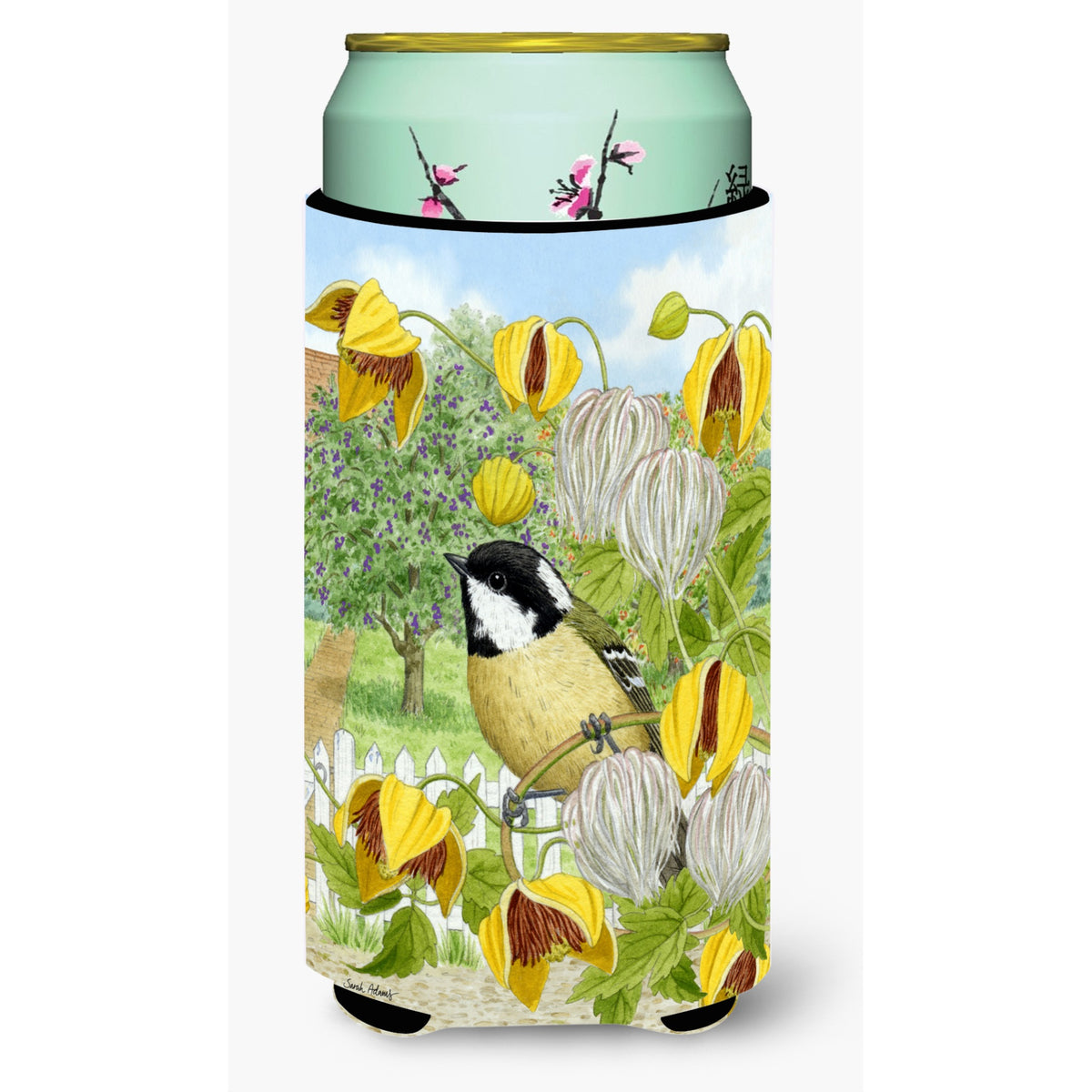 Caroline'S Treasures Coal Tit Tall Boy Koozie Hugger, Multicolor