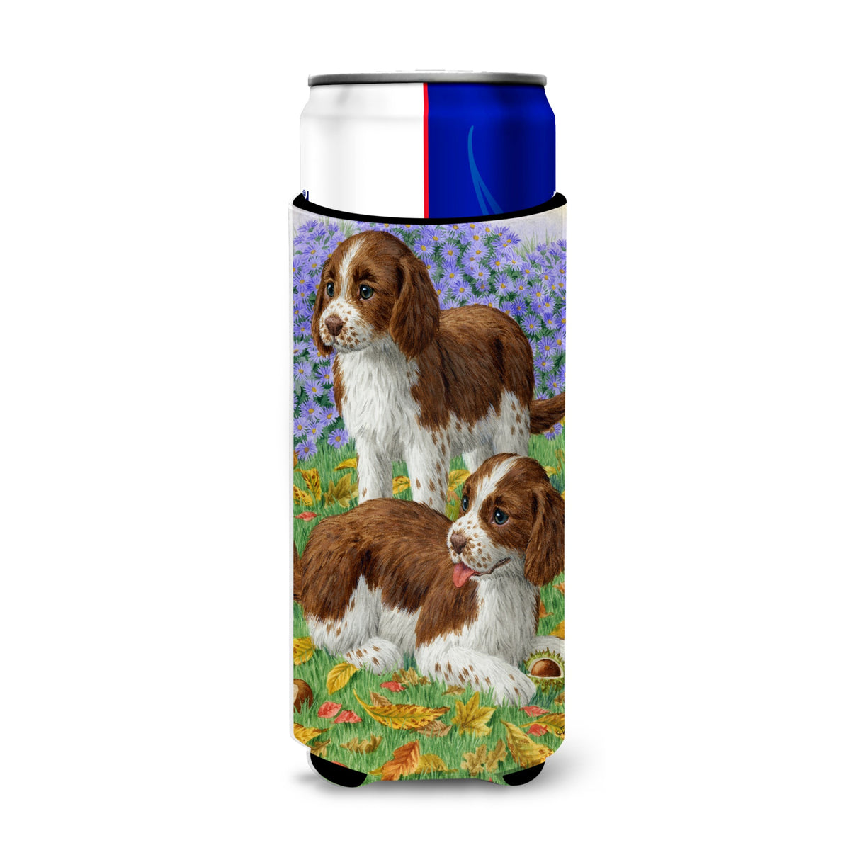 Caroline'S Treasures Welsh Springer Spaniel Pups Michelob Ultra Koozies For Slim Cans, Multicolor