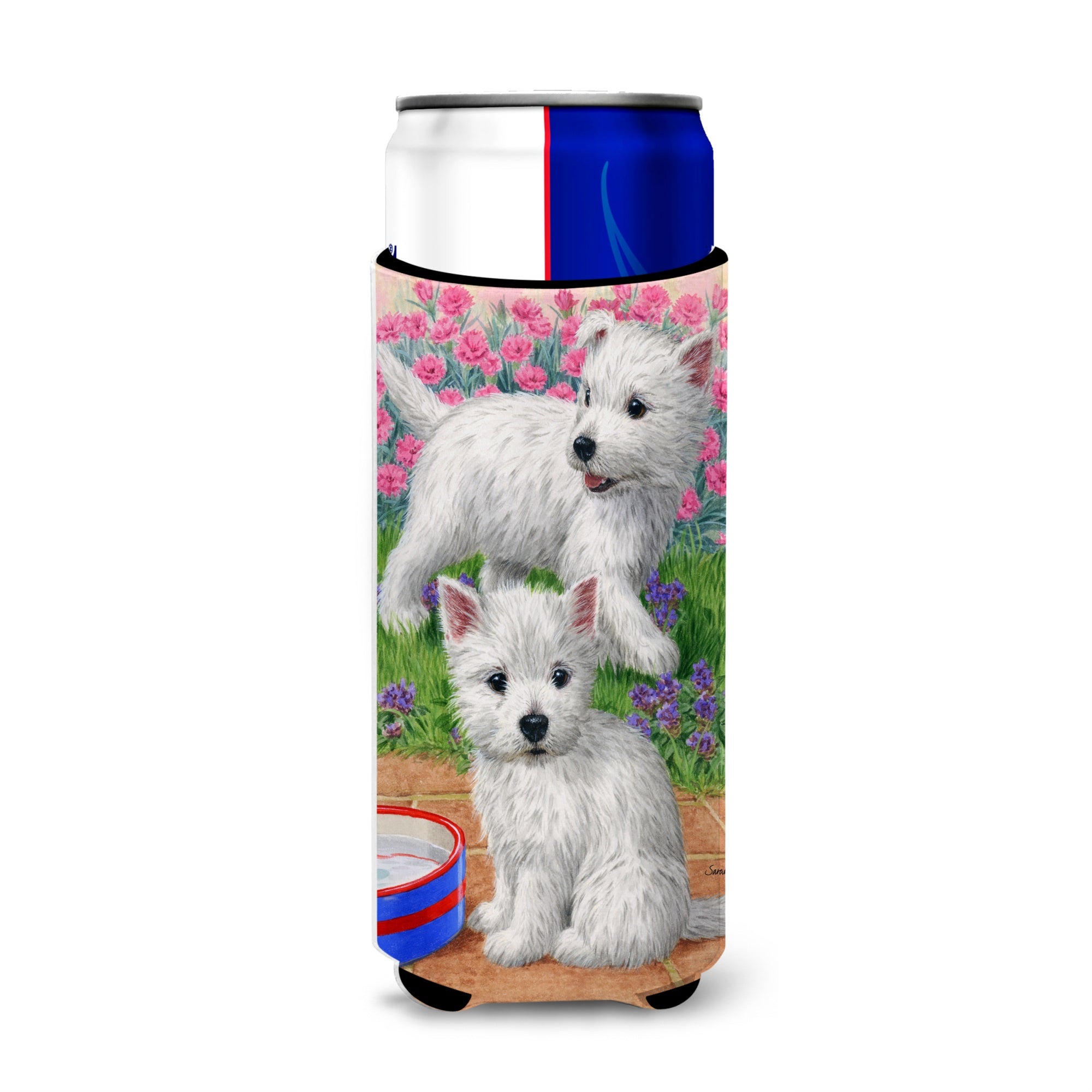 Caroline'S Treasures Westie Pups Michelob Ultra Koozies For Slim Cans, Multicolor