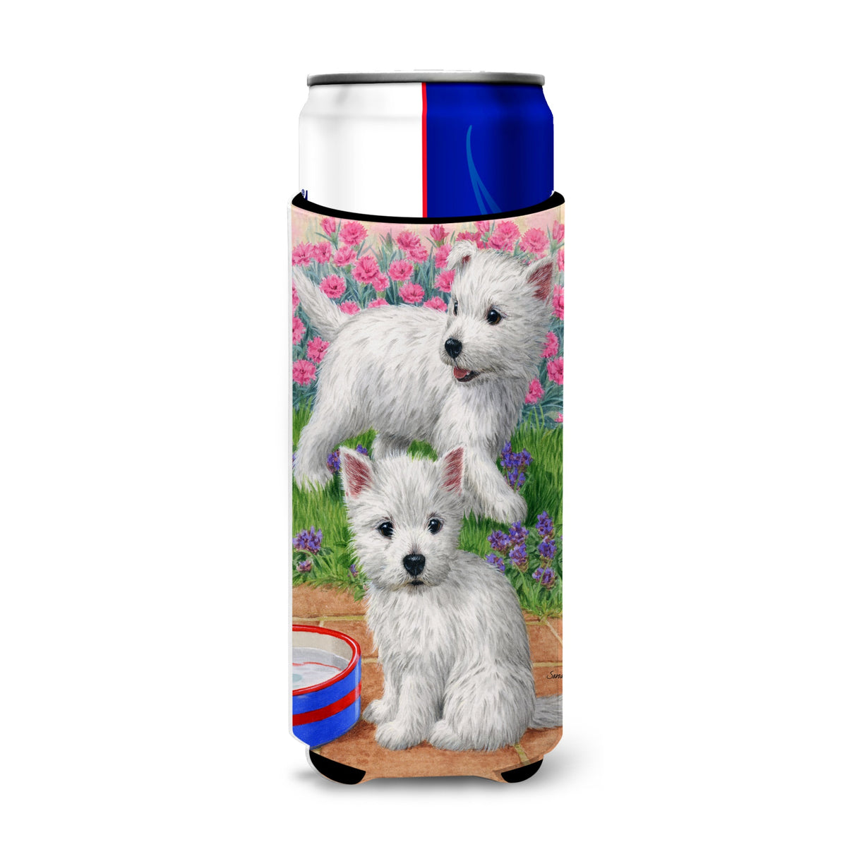 Caroline'S Treasures Westie Pups Michelob Ultra Koozies For Slim Cans, Multicolor