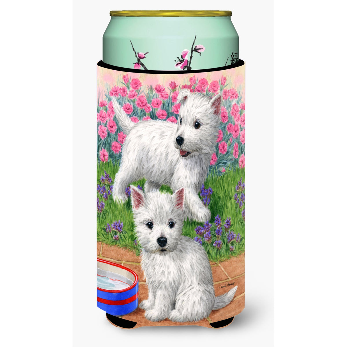 Caroline'S Treasures Westie Pups Tall Boy Koozie Hugger, Multicolor