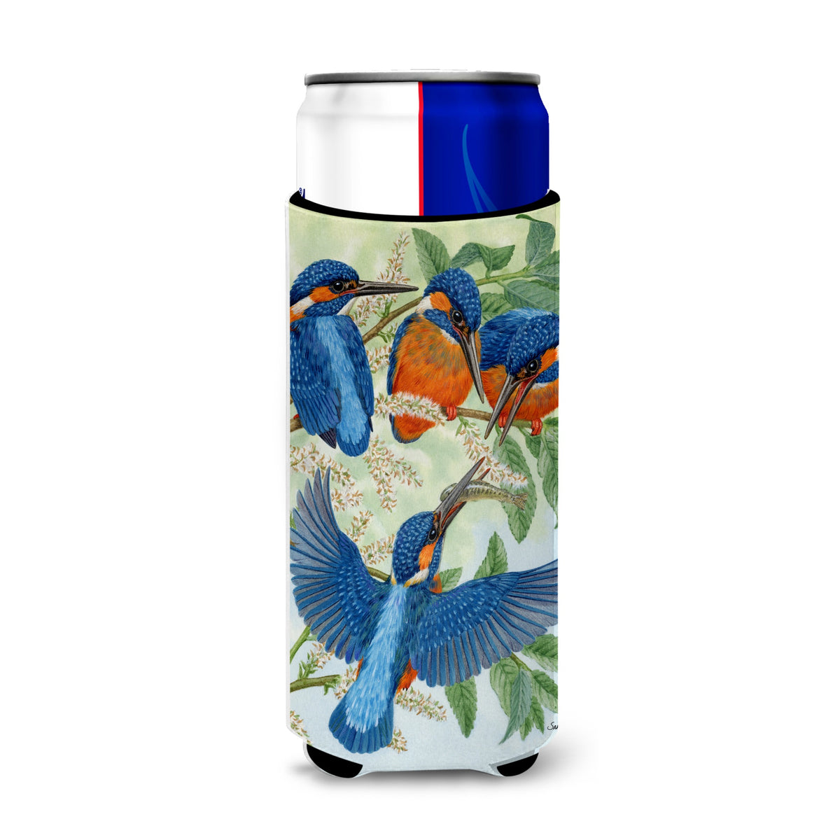 Caroline'S Treasures Kingfisher Family Michelob Ultra Koozies For Slim Cans, Multicolor
