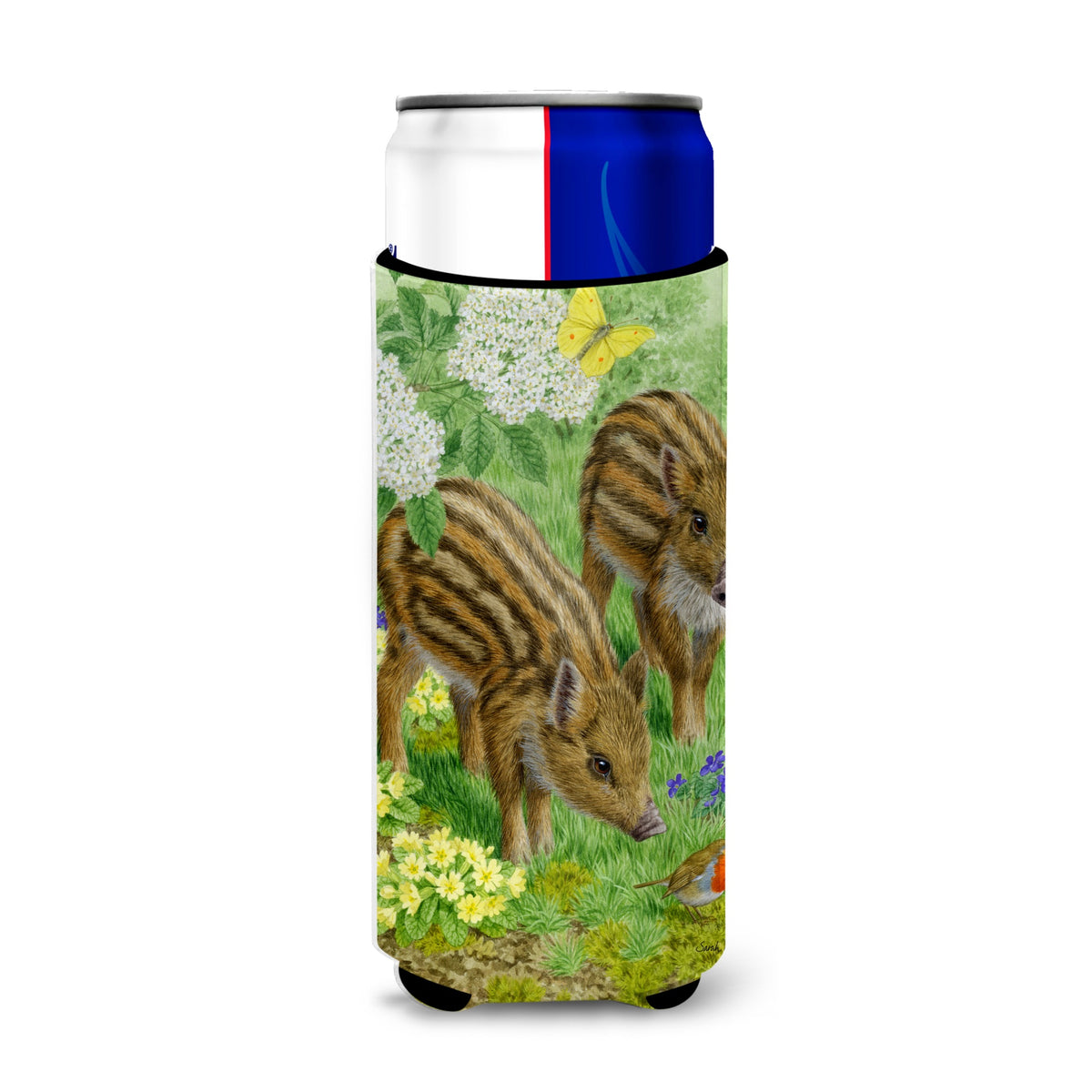 Caroline'S Treasures Wild Boar Michelob Ultra Koozies For Slim Cans, Multicolor