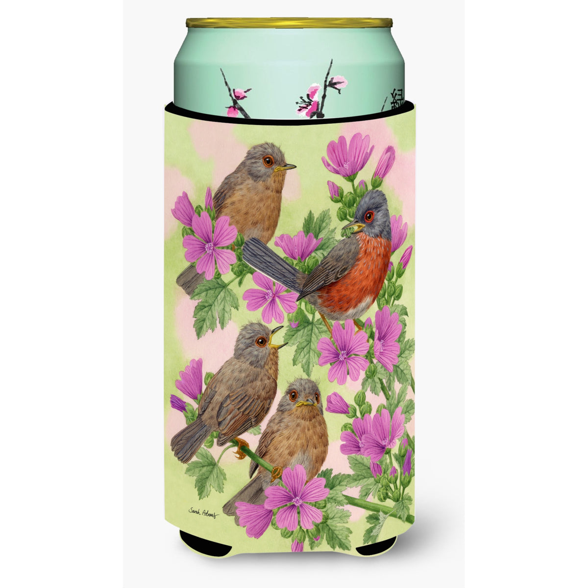 Caroline'S Treasures Warbler Family Tall Boy Koozie Hugger, Multicolor