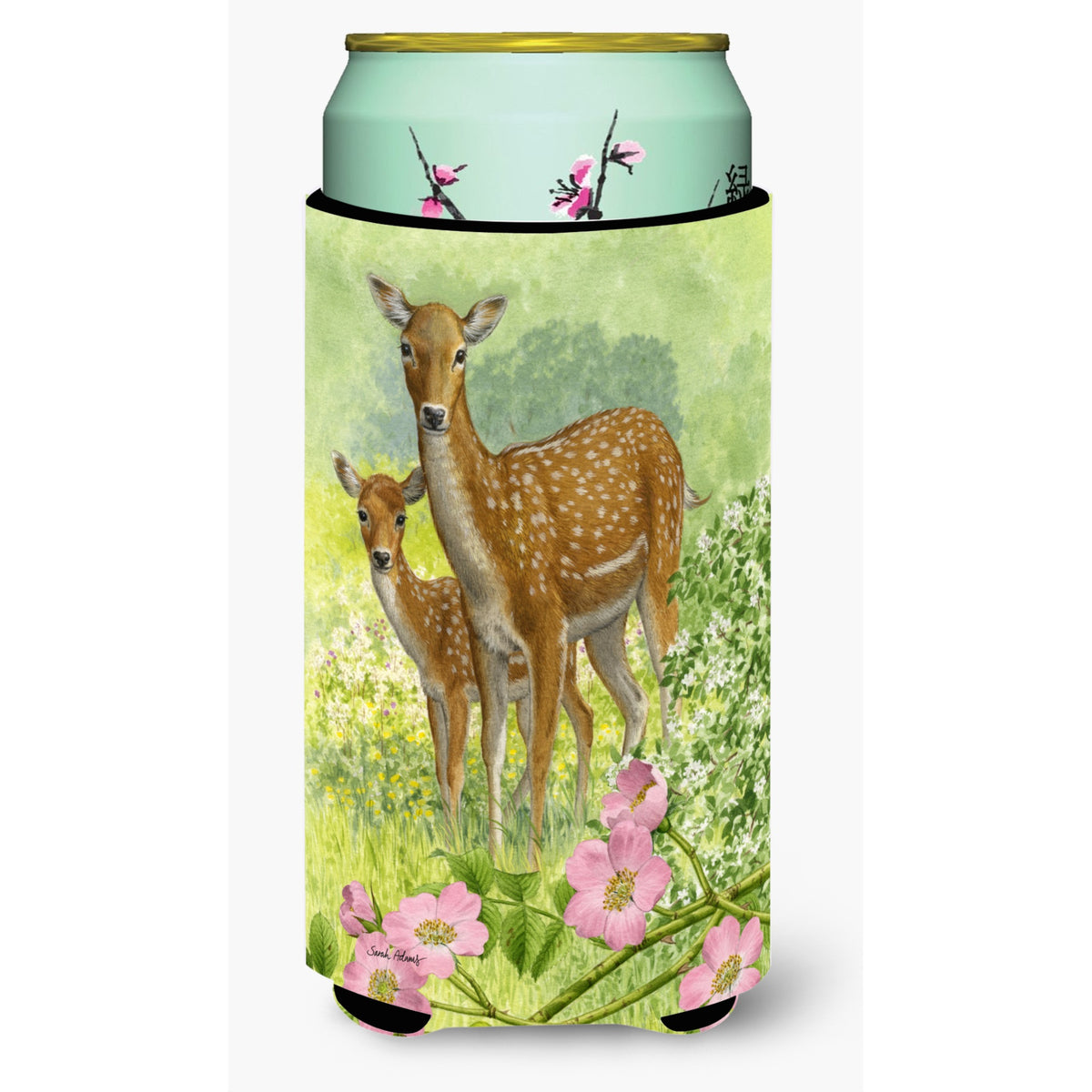 Caroline'S Treasures Fallow Deer And Calf Tall Boy Koozie Hugger, Multicolor