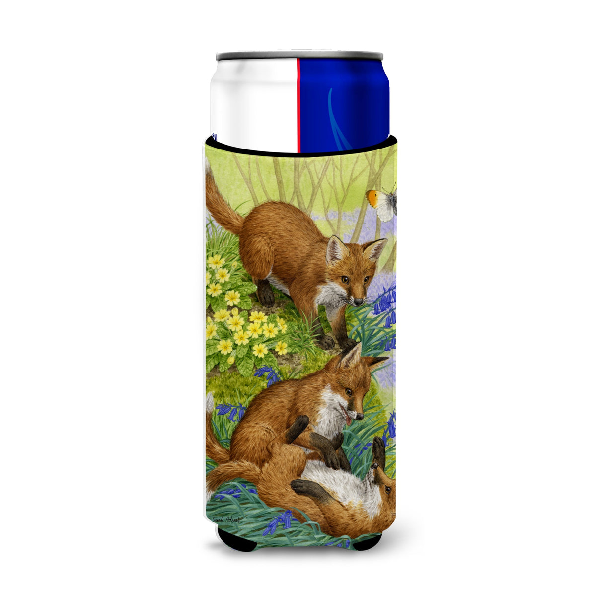 Caroline'S Treasures Asa2131Muk Fox Cubs Michelob Ultra Koozies For Slim Cans, Multicolor