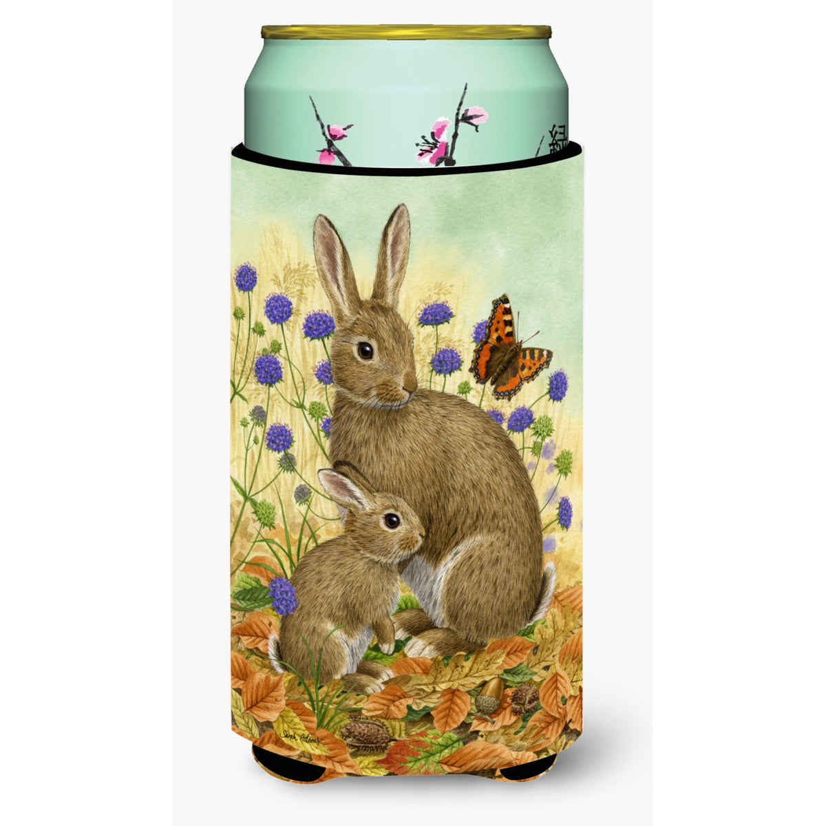 Caroline'S Treasures Rabbit And Baby Tall Boy Koozie Hugger, Multicolor