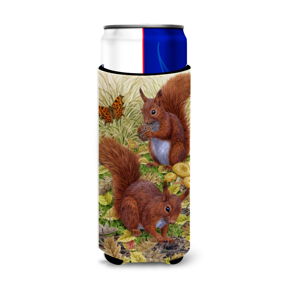Caroline'S Treasures Red Squirrels Michelob Ultra Koozies For Slim Cans, Multicolor