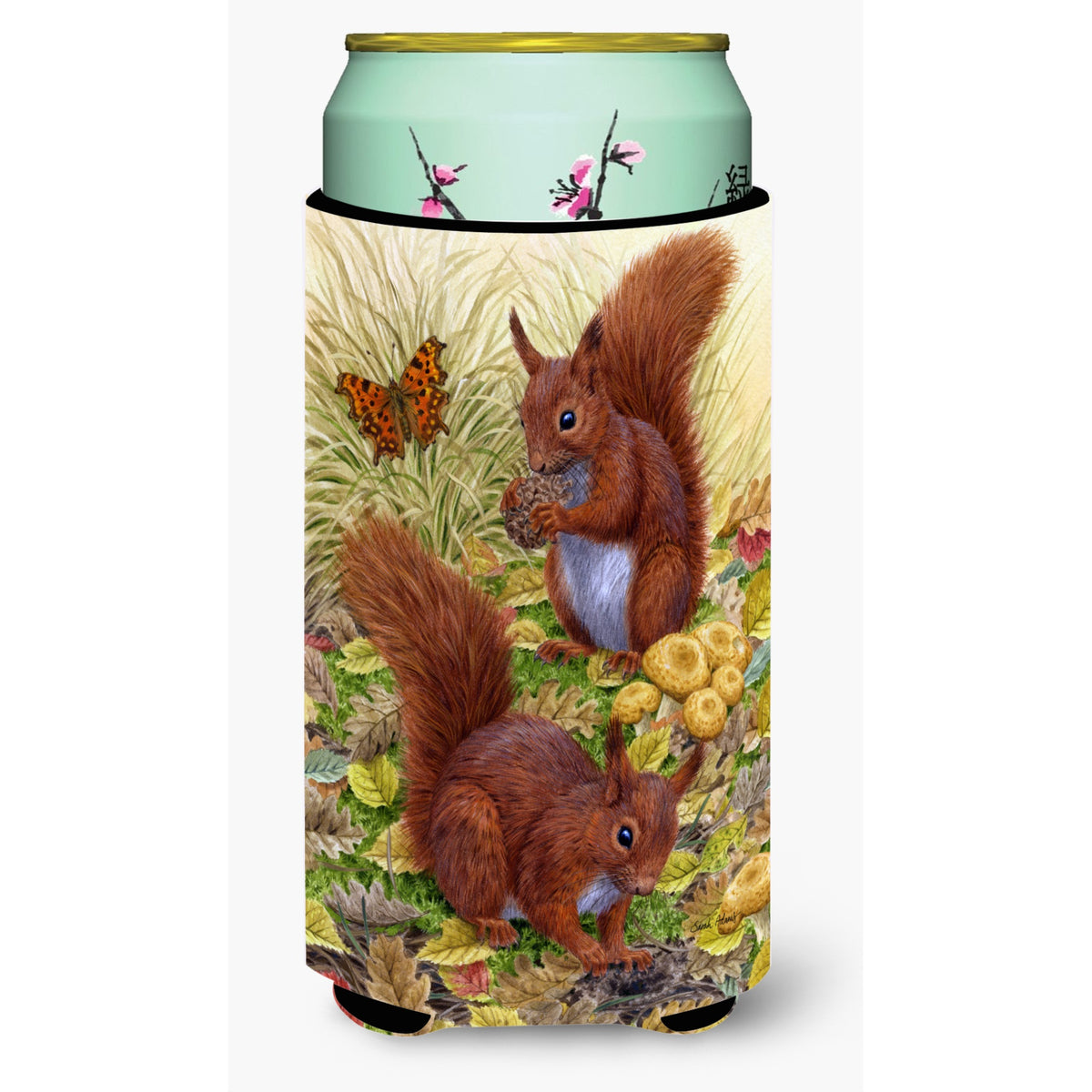 Caroline'S Treasures Red Squirrels Tall Boy Koozie Hugger, Multicolor