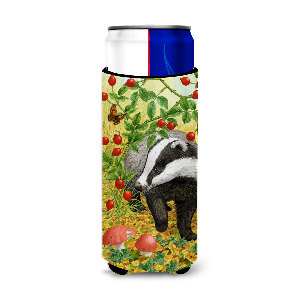 Caroline'S Treasures Badger Michelob Ultra Koozies For Slim Cans, Multicolor