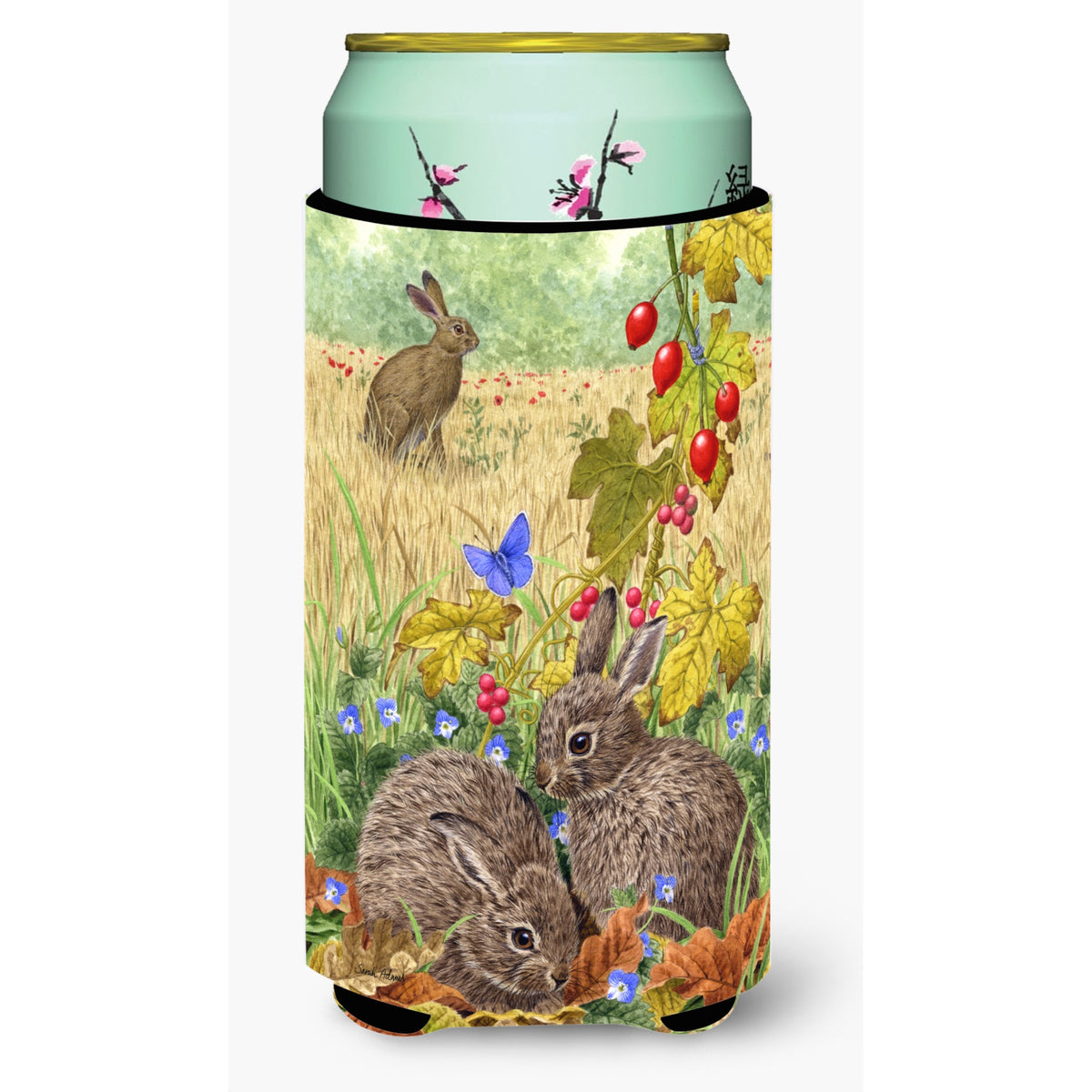 Caroline'S Treasures Leverets And Rabbit Tall Boy Koozie Hugger, Multicolor
