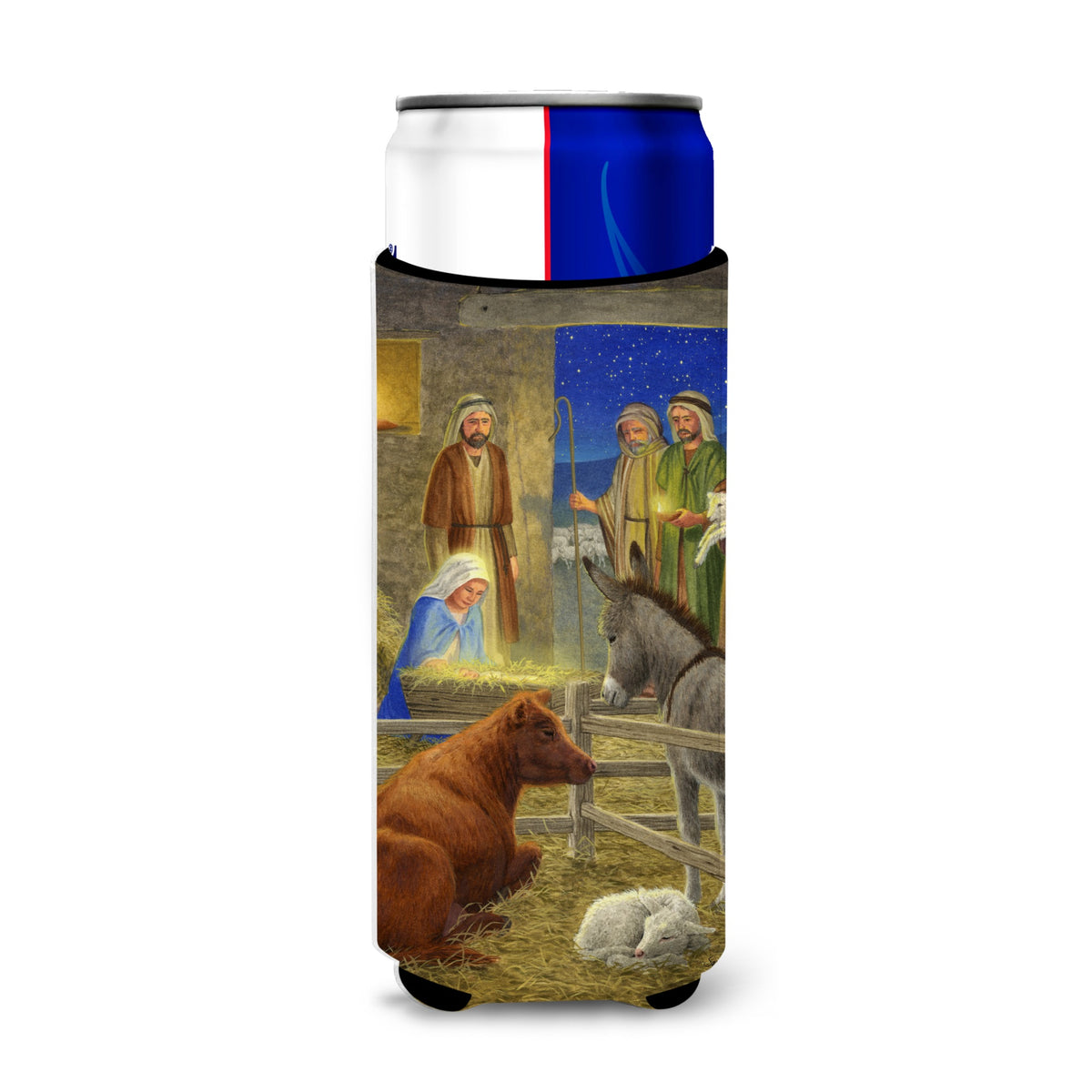 Caroline'S Treasures Nativity Scene Michelob Ultra Koozies For Slim Cans, Multicolor