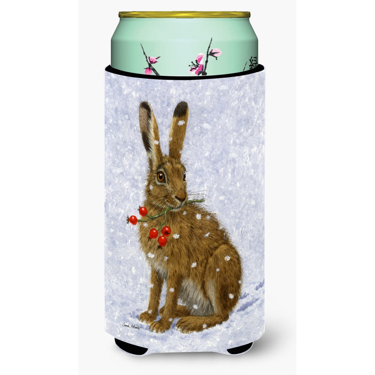 Caroline'S Treasures Rabbit Hare And Rosehips Tall Boy Koozie Hugger, Multicolor