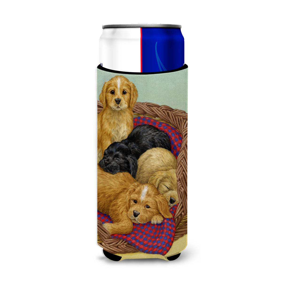 Caroline'S Treasures Puppies Michelob Ultra Koozies For Slim Cans, Multicolor