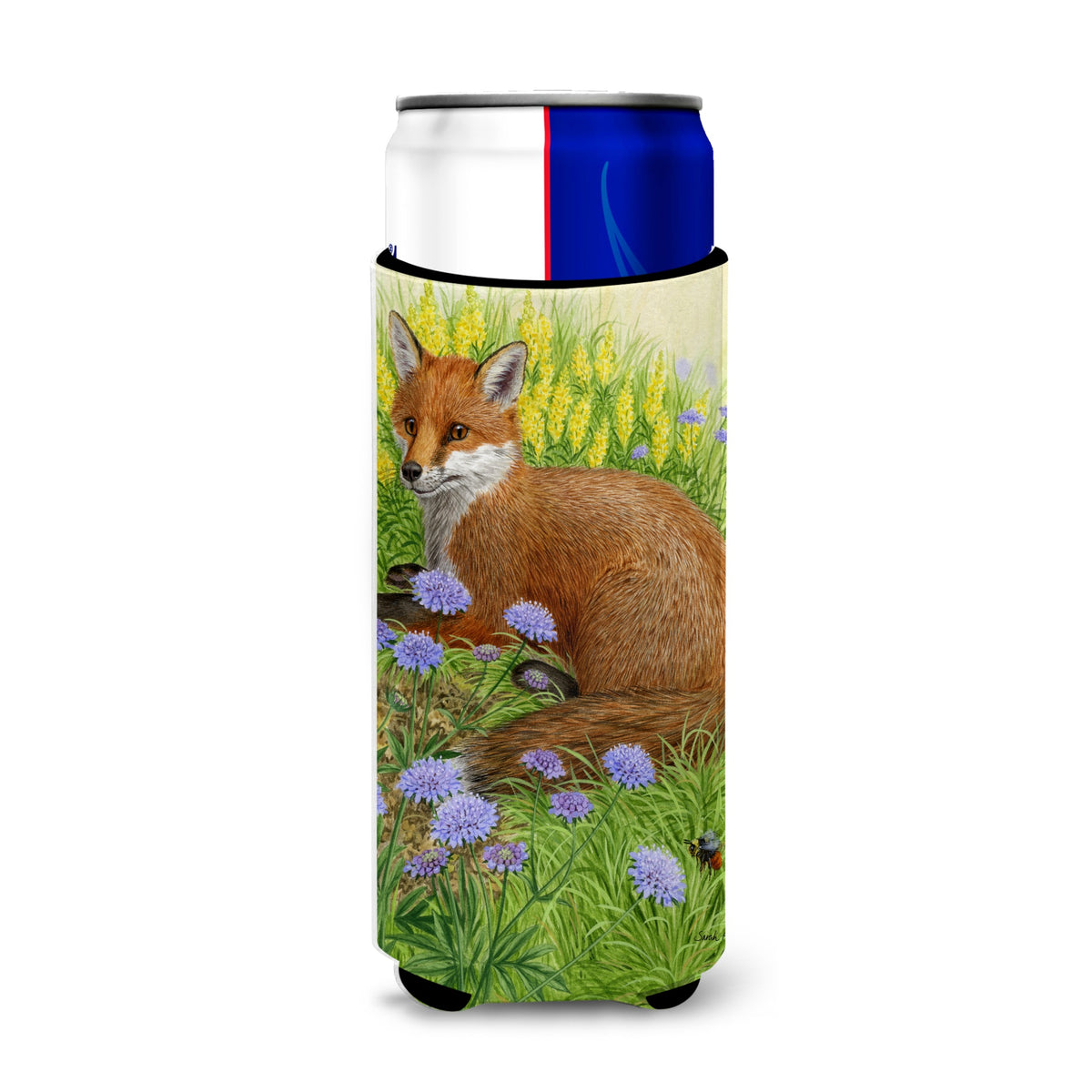 Caroline'S Treasures Springtime Fox Michelob Ultra Koozies For Slim Cans, Multicolor