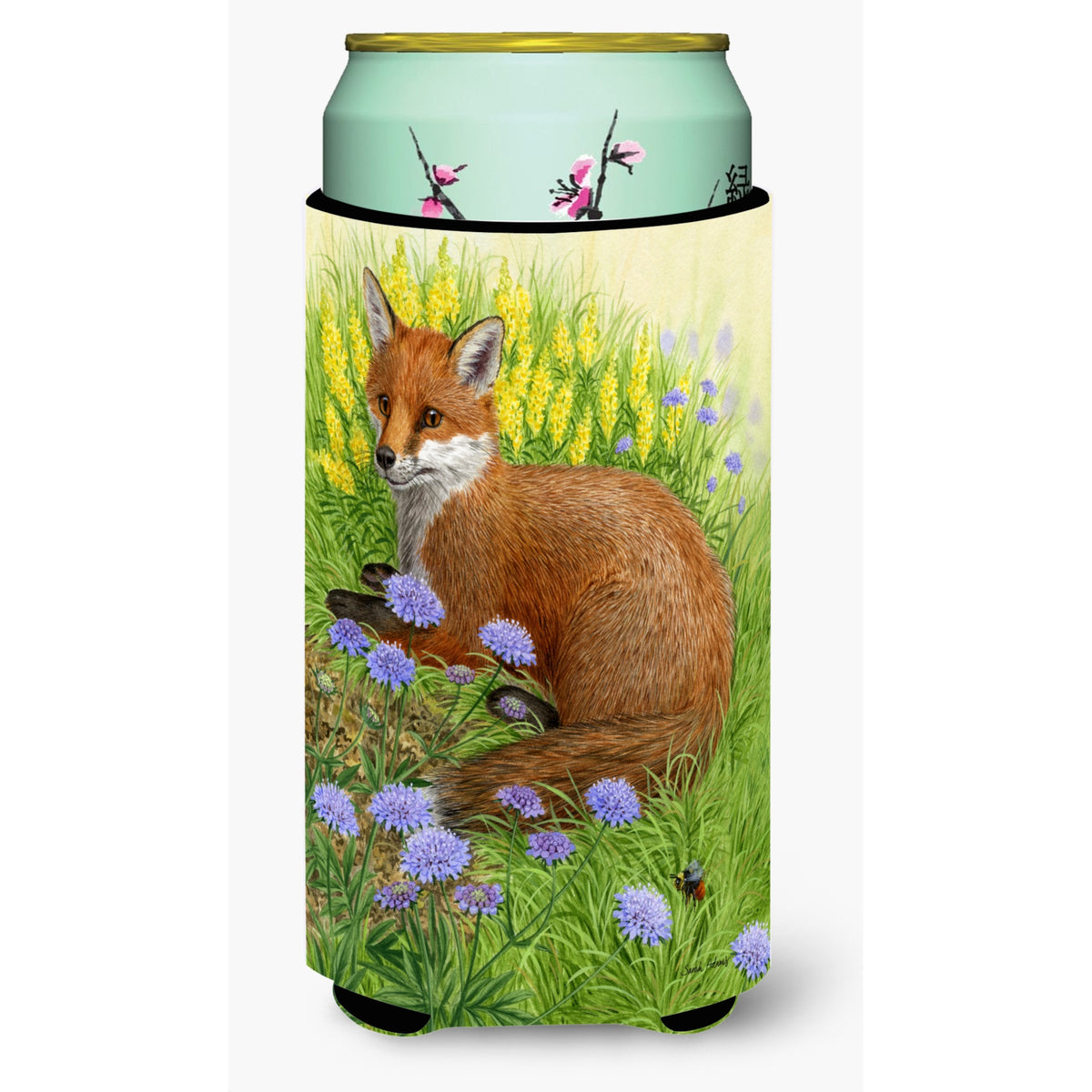 Caroline'S Treasures Springtime Fox Tall Boy Koozie Hugger, Multicolor