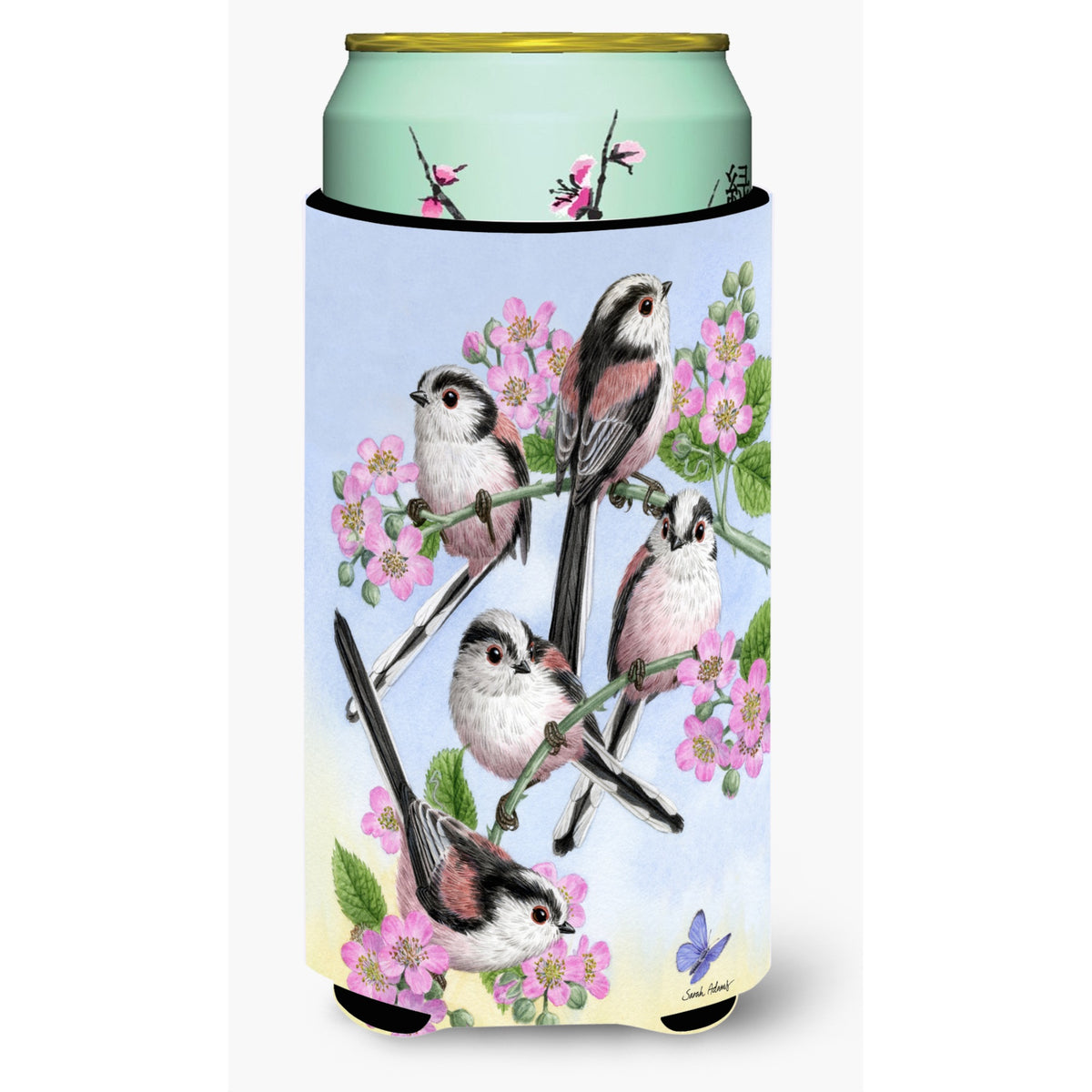 Caroline'S Treasures Long Tailed Tits Tall Boy Koozie Hugger (Set Of 5), Multicolor