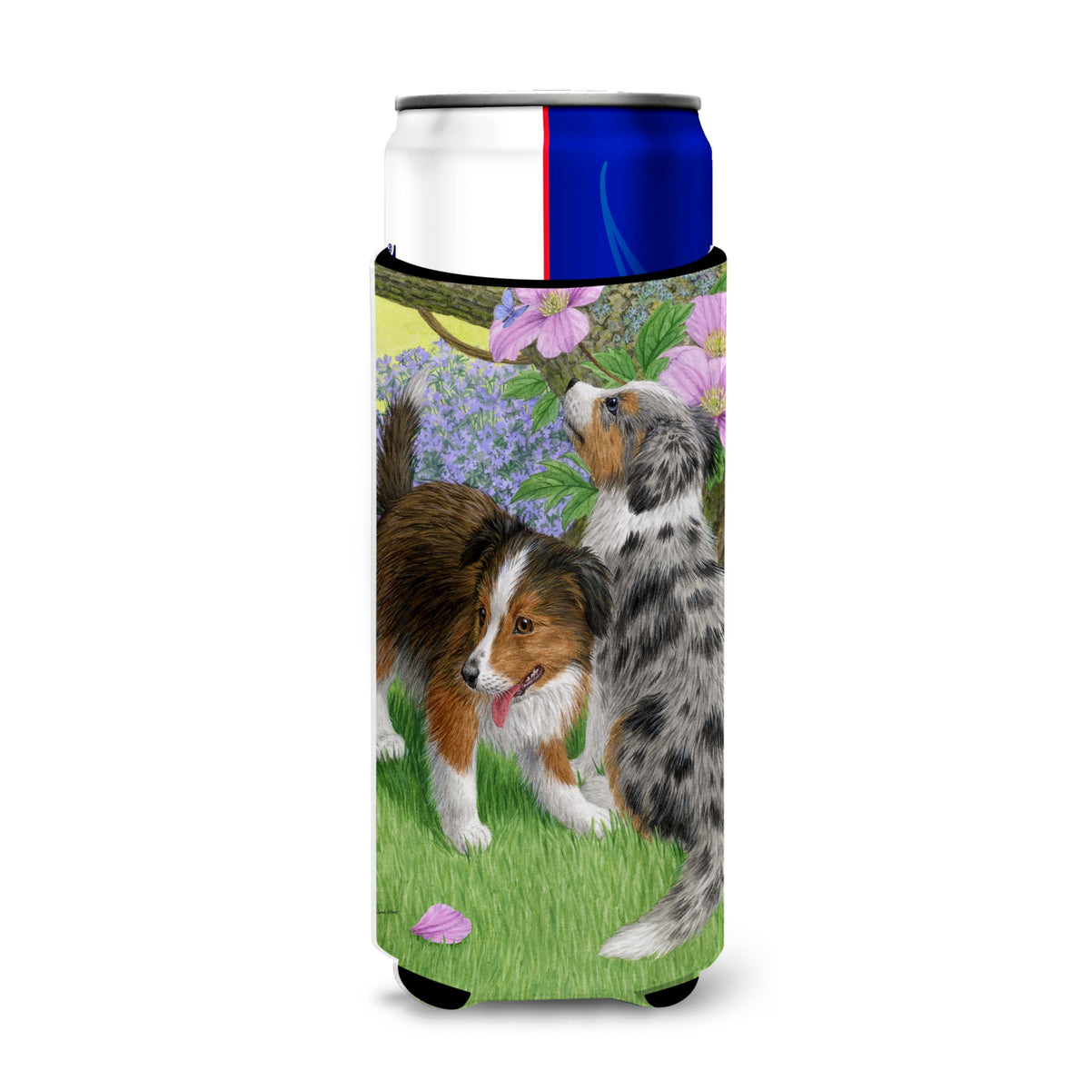 Caroline'S Treasures Sheltie Puppies Michelob Ultra Koozies For Slim Cans, Multicolor