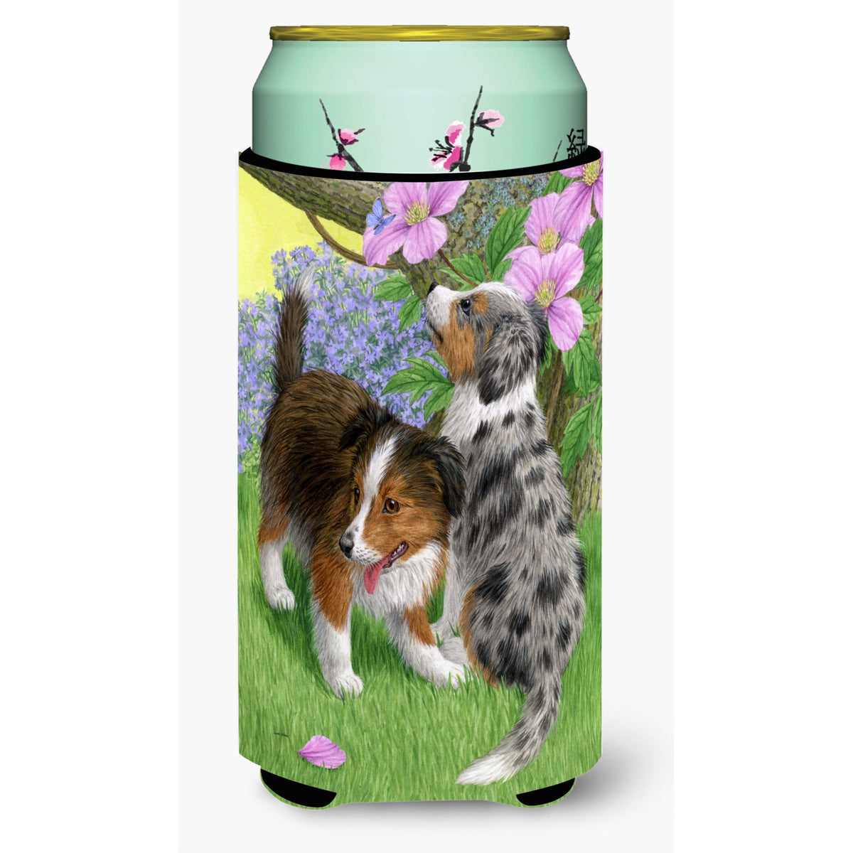 Caroline'S Treasures Sheltie Puppies Tall Boy Koozie Hugger, Multicolor
