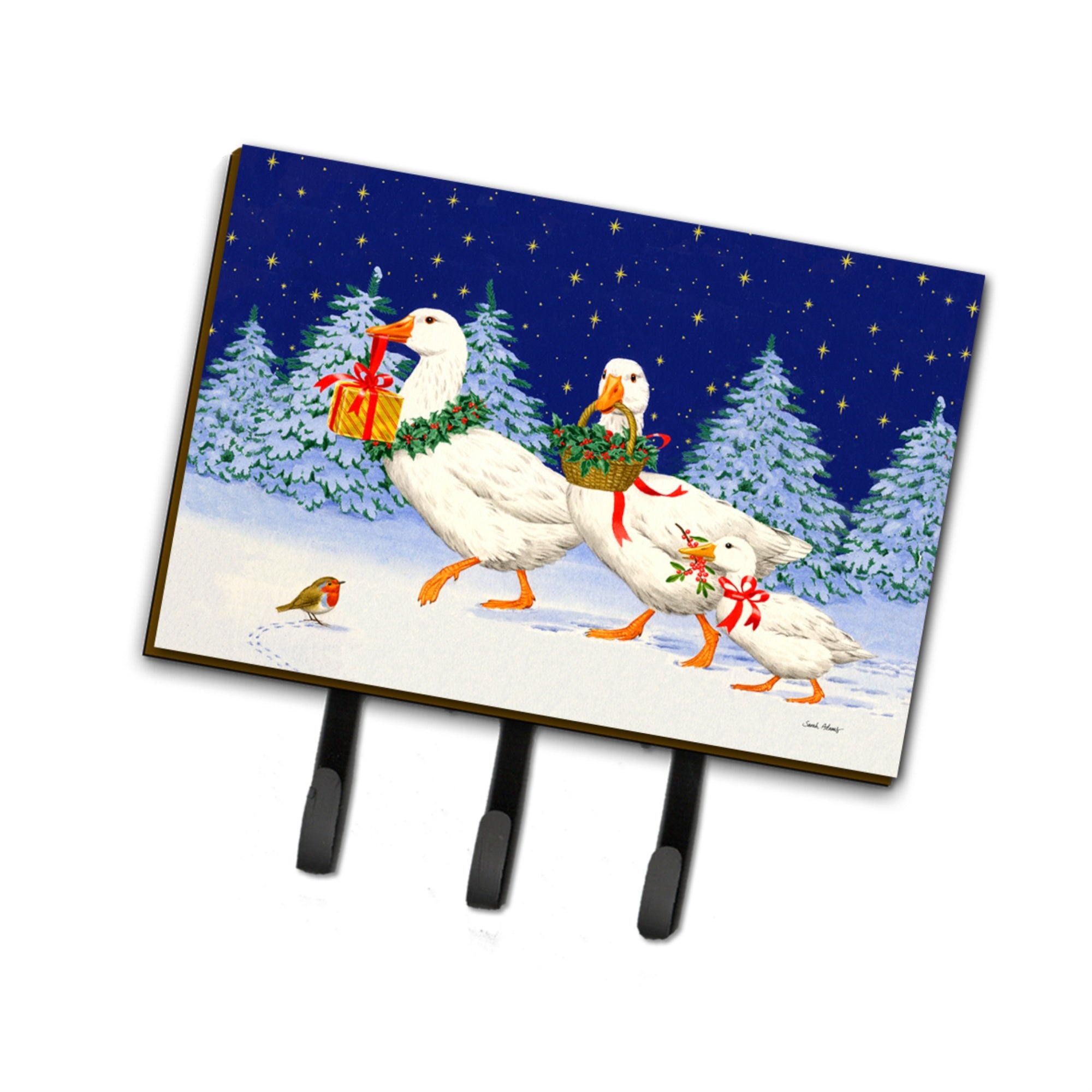 Caroline'S Treasures Asa2170Th68 Three Geese And Gifts Leash Or Key Holder, Large, Multicolor