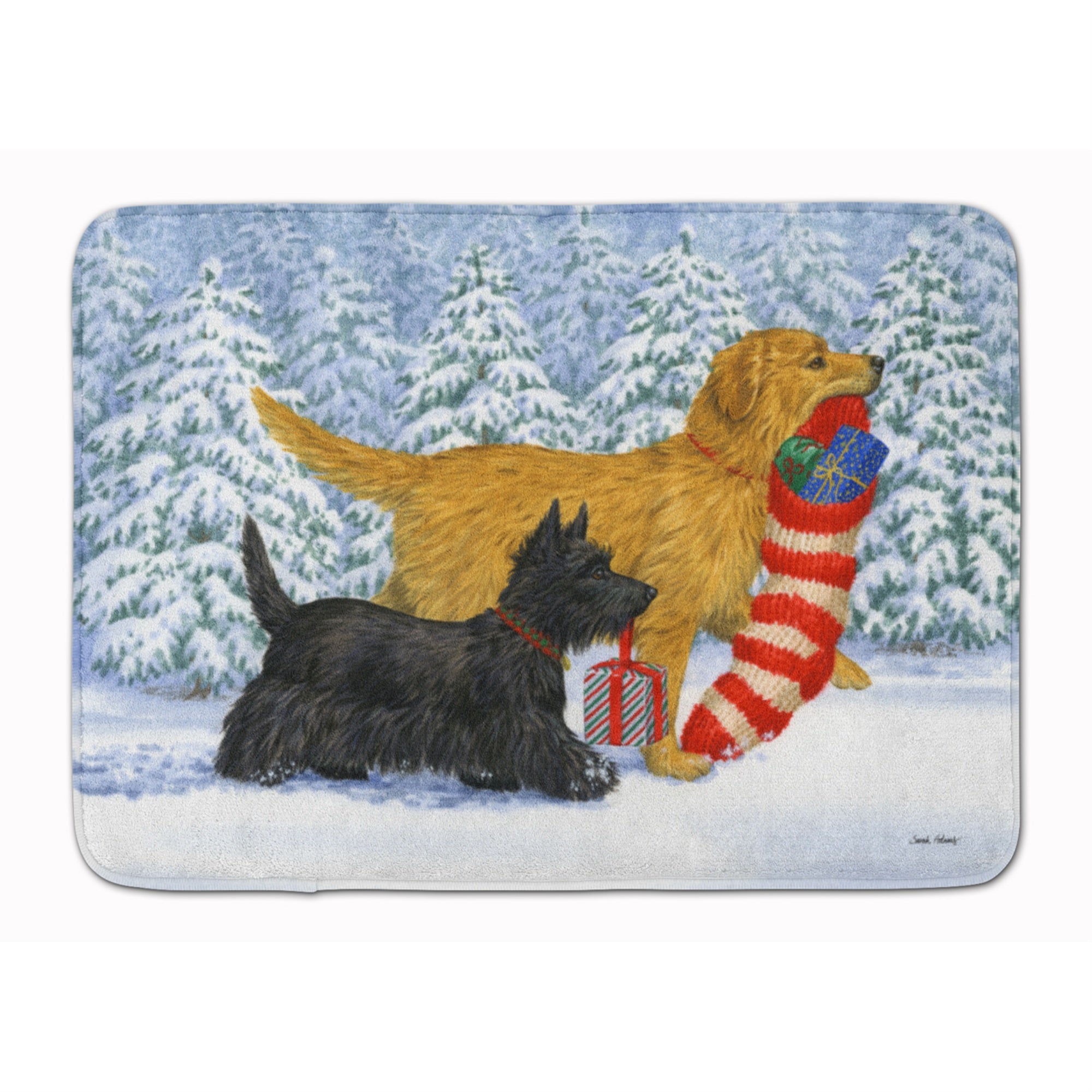 Caroline'S Treasures Golden Retriever Keep Up There Scottie Floor Mat, 19 X 27, Multicolor