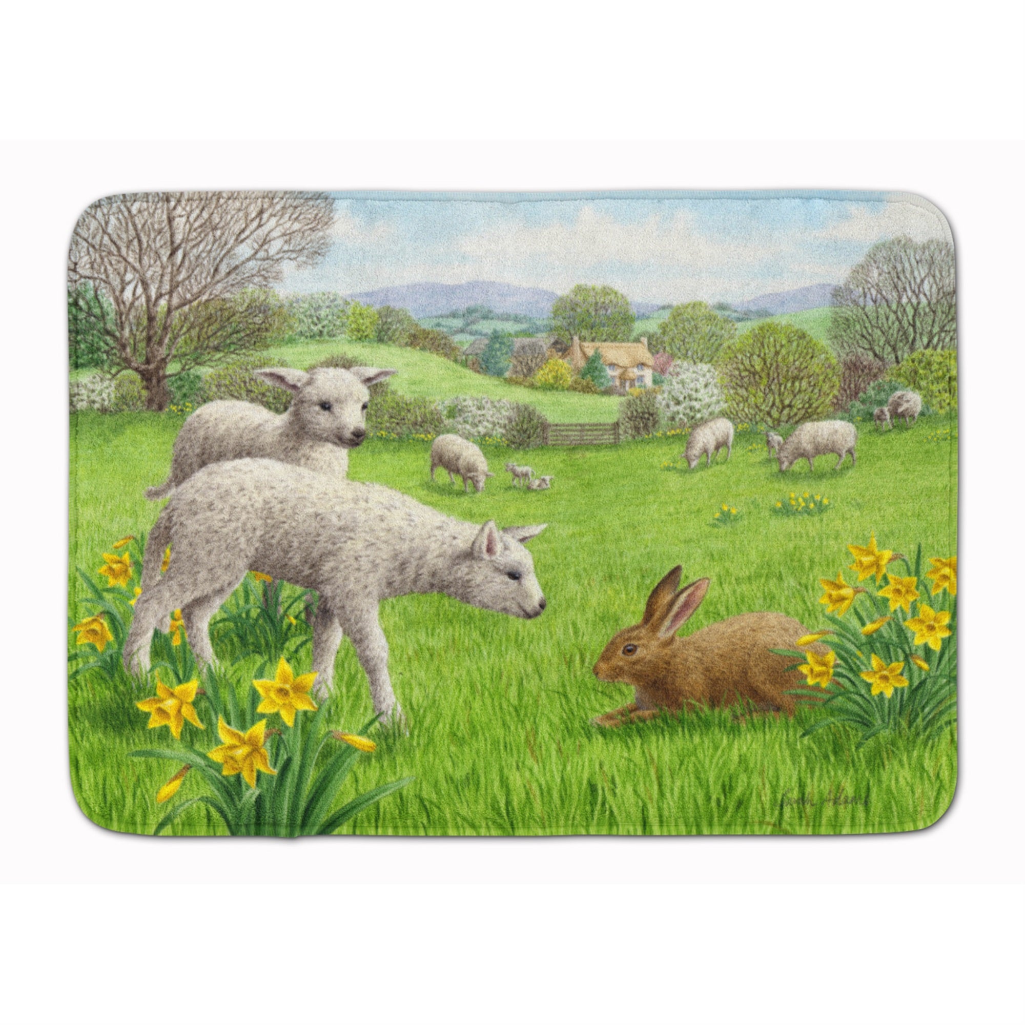Caroline'S Treasures Lambs, Sheep And Rabbit Hare Floor Mat, 19 X 27, Multicolor