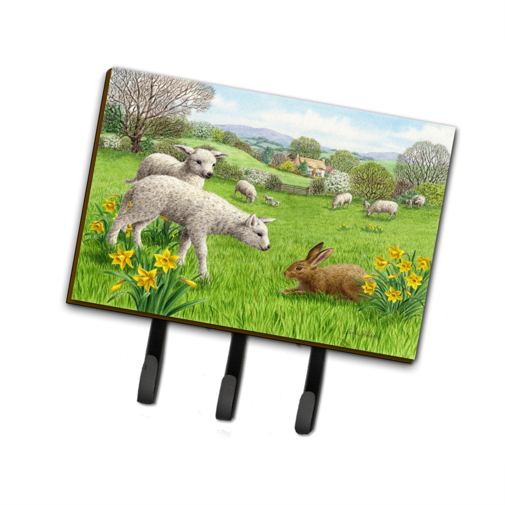 Caroline'S Treasures Asa2179Th68 Lambs, Sheep And Rabbit Hare Leash Or Key Holder, Large, Multicolor
