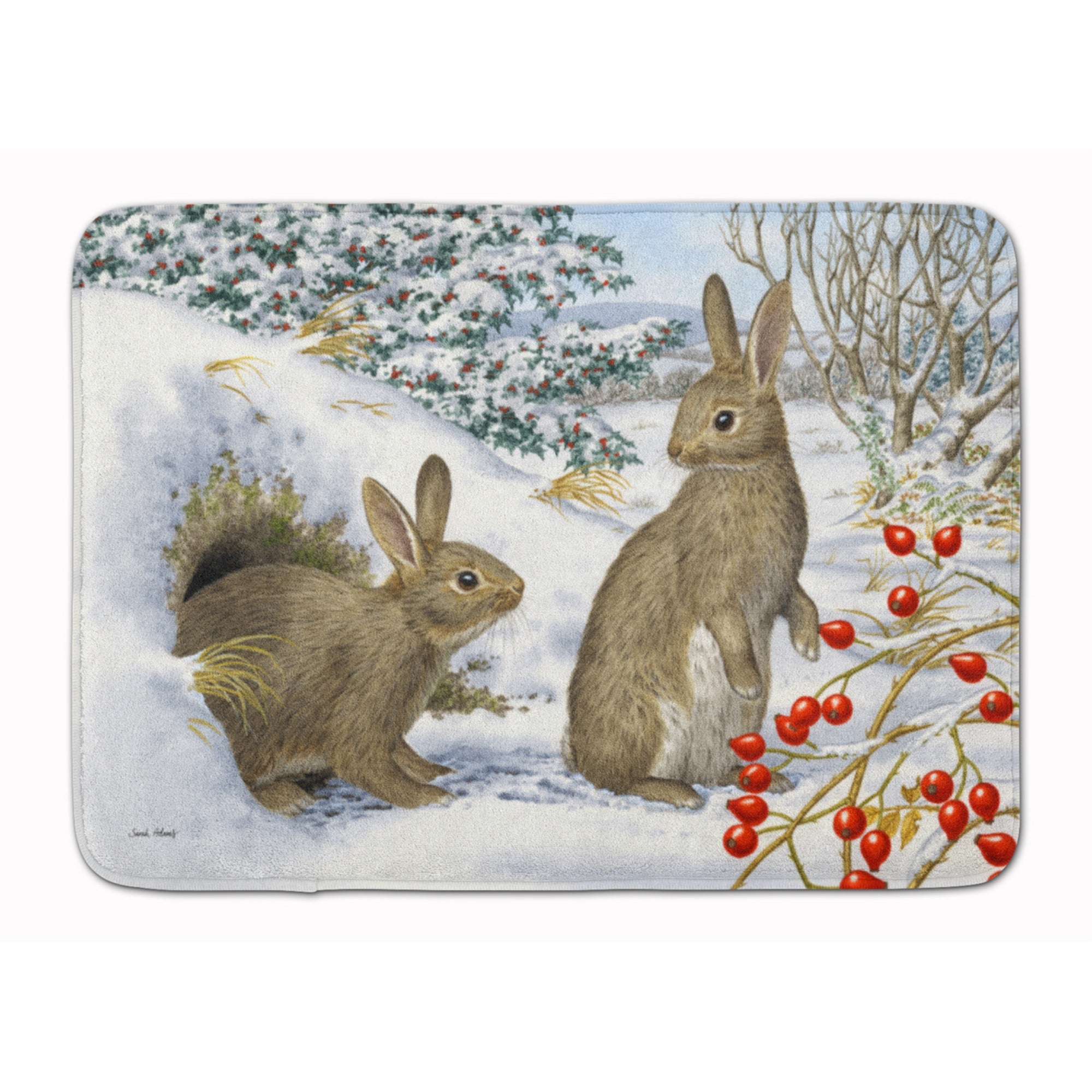 Caroline'S Treasures Winter Rabbits Floor Mat, 19 X 27, Multicolor