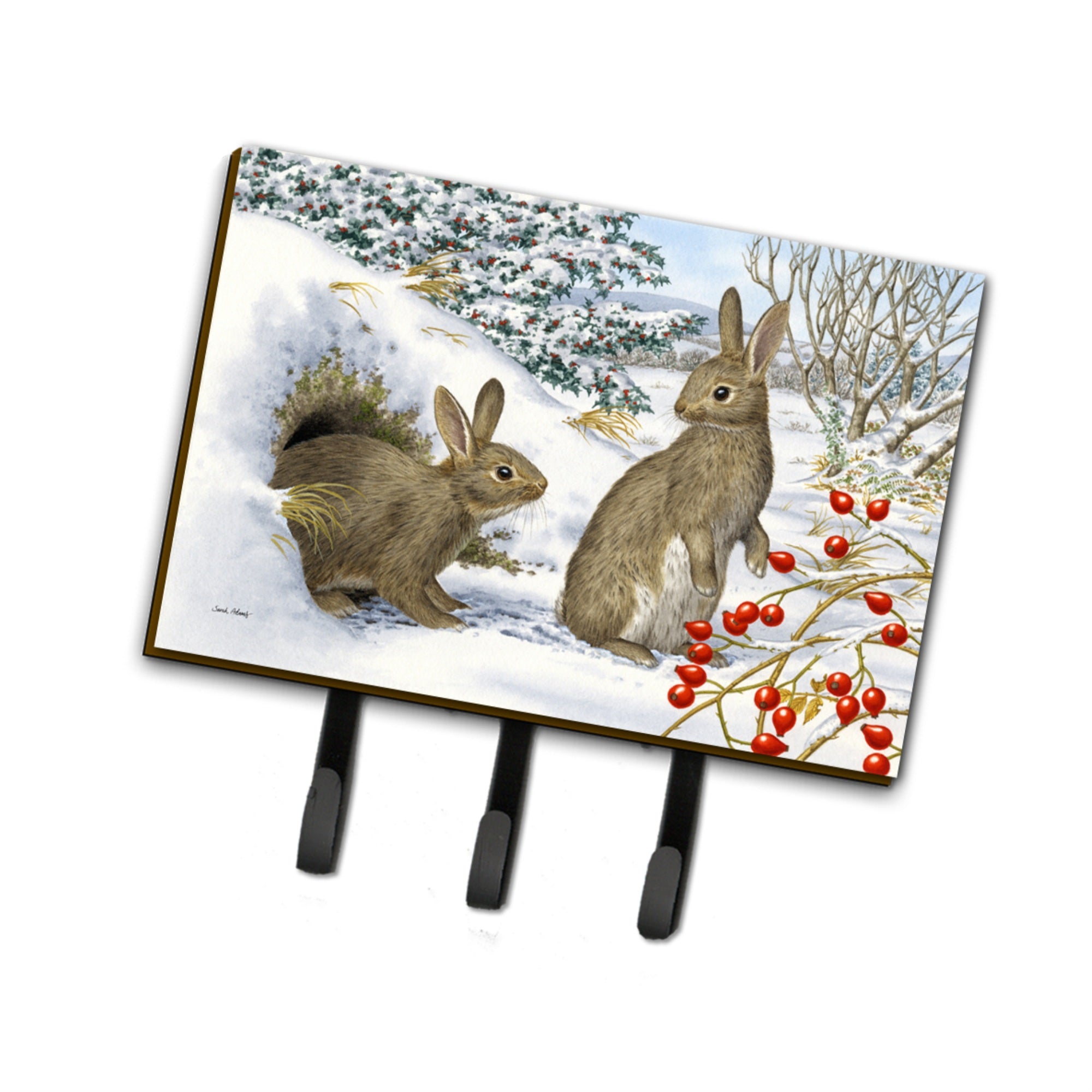 Caroline'S Treasures Asa2181Th68 Winter Rabbits Leash Or Key Holder, Large, Multicolor