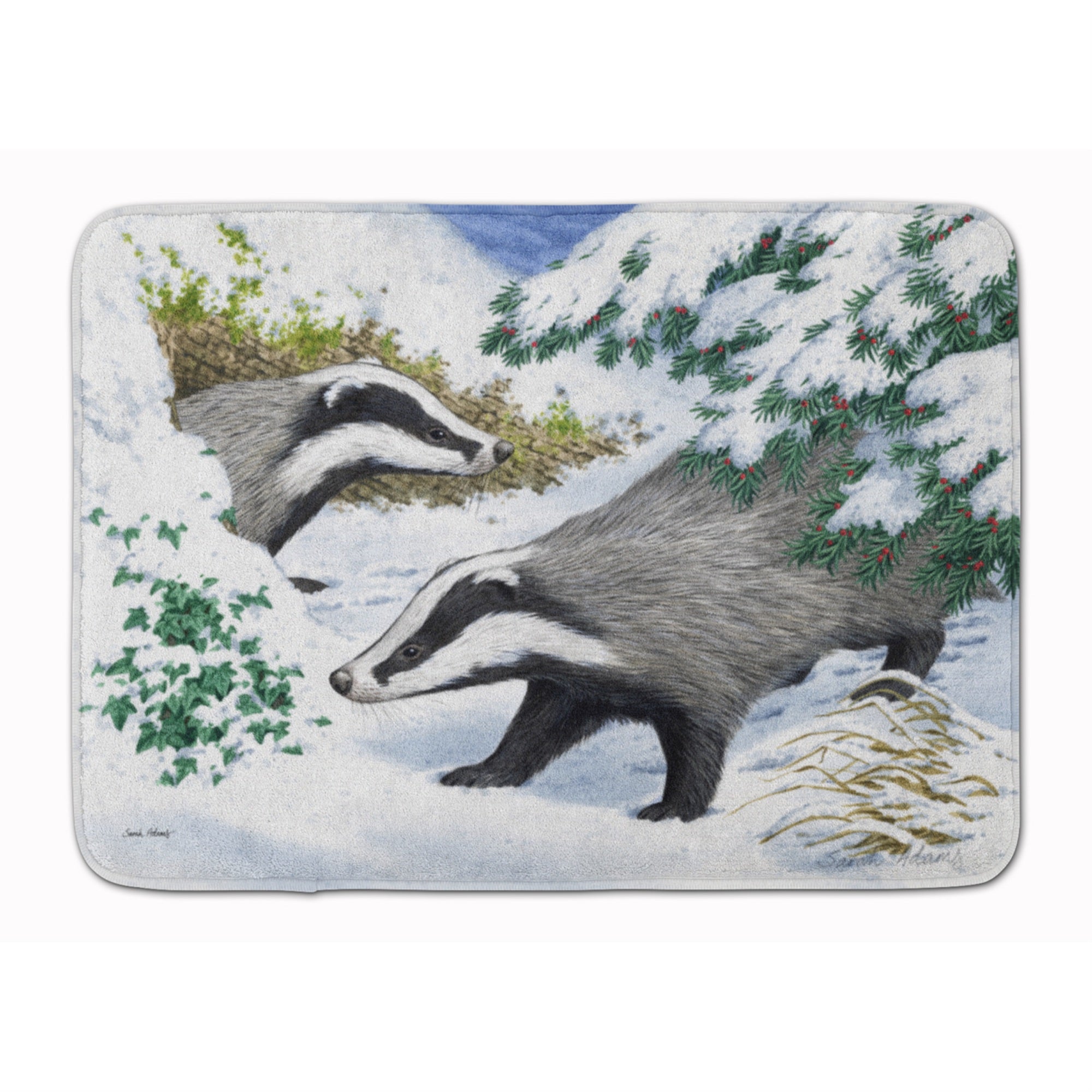Caroline'S Treasures Badgers In The Snow Floor Mat, 19 X 27, Multicolor