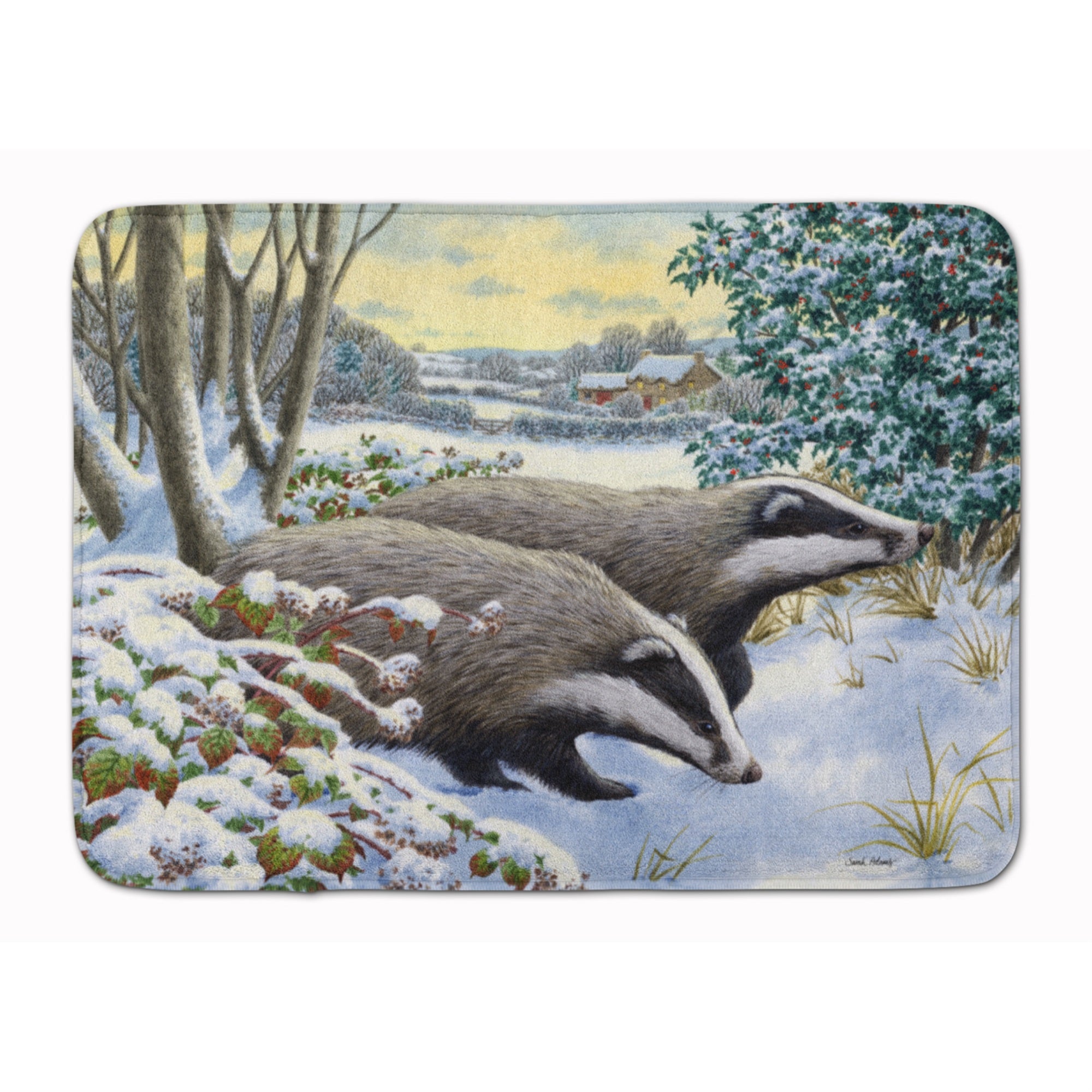 Caroline'S Treasures Winter Badgers Floor Mat, 19 X 27, Multicolor