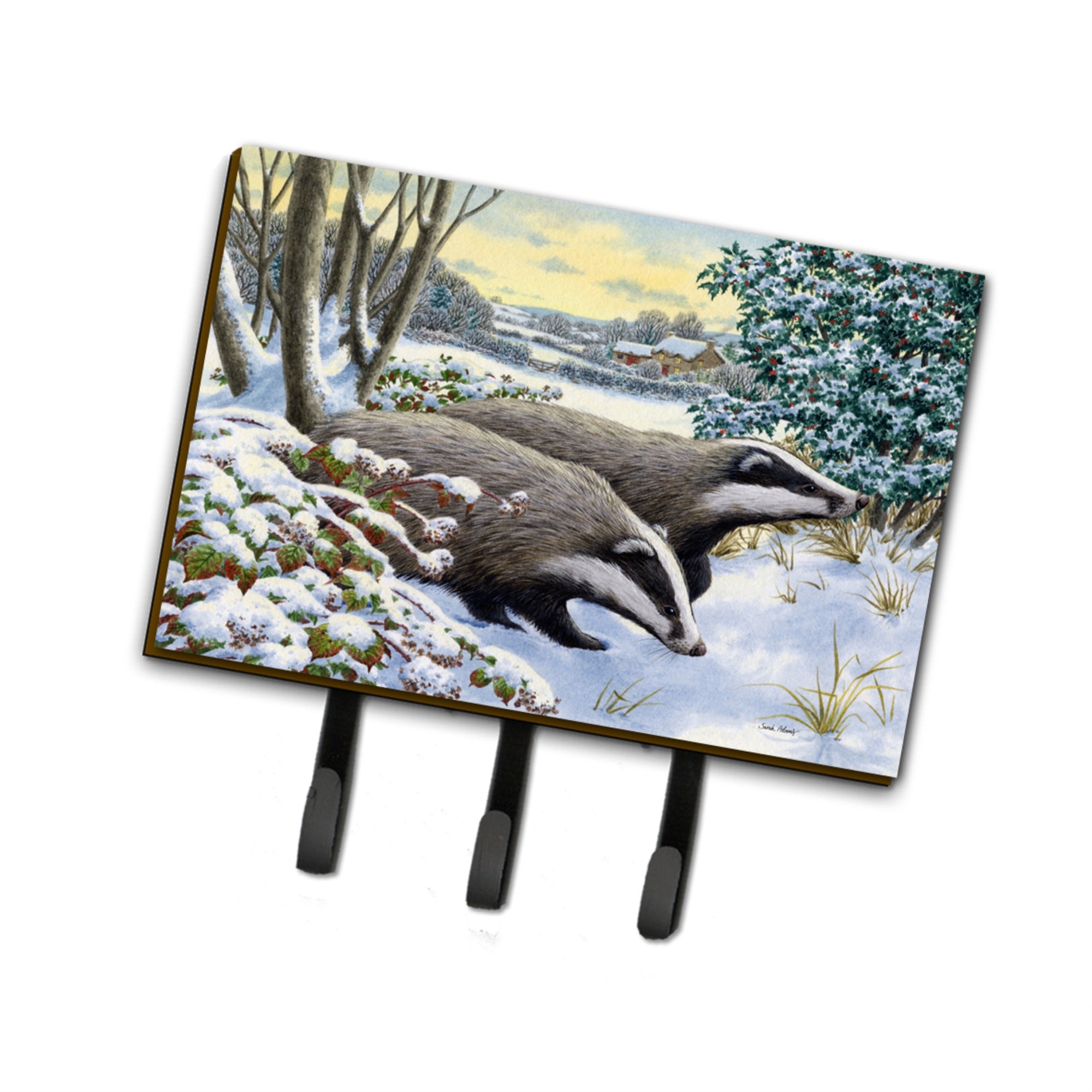 Caroline'S Treasures Asa2183Th68 Winter Badgers Leash Or Key Holder, Large, Multicolor