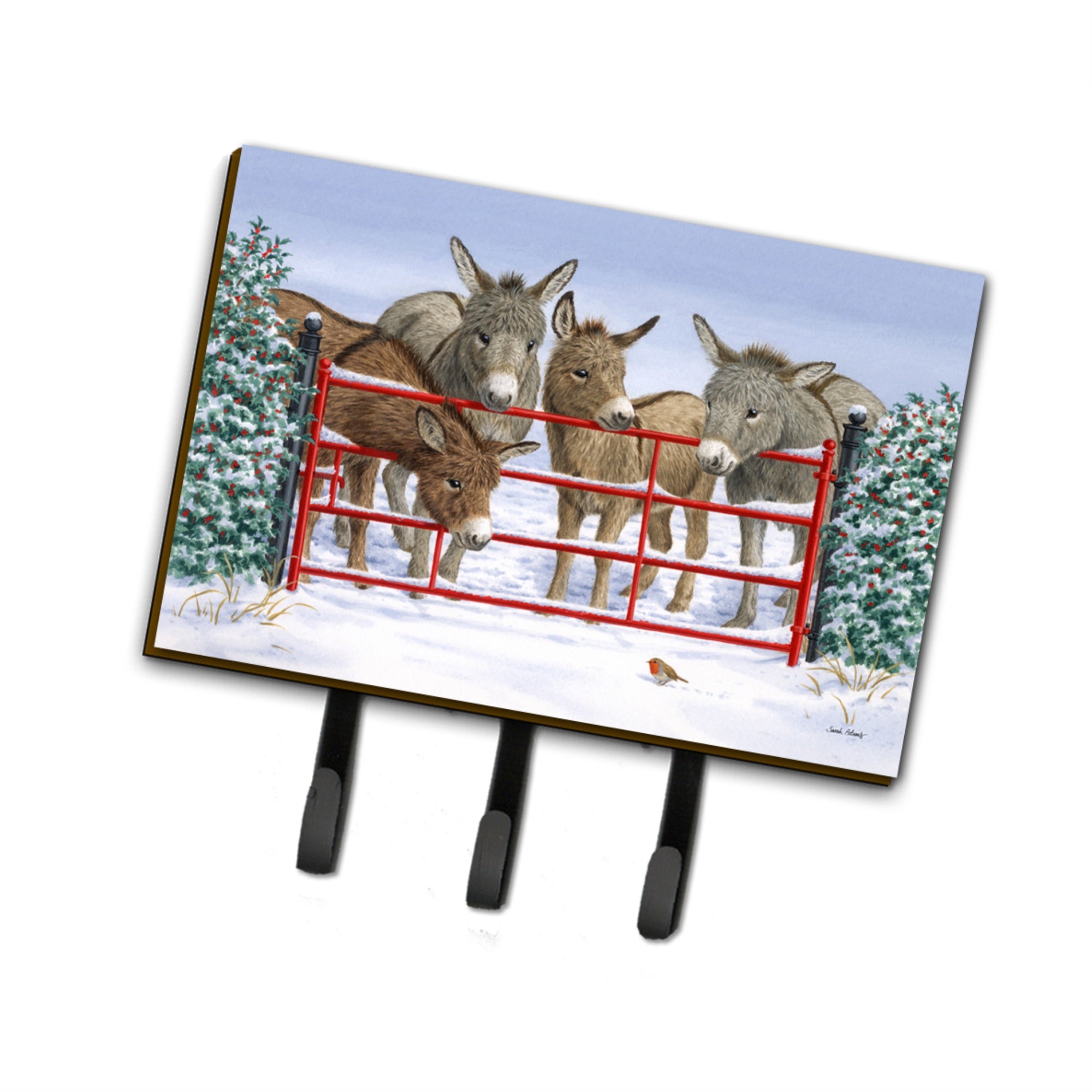 Caroline'S Treasures Asa2198Th68 Donkeys And Robin Leash Or Key Holder, Large, Multicolor