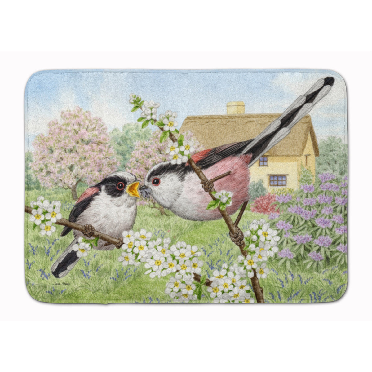 Caroline'S Treasures Long Tailed Tits Floor Mat, 19 X 27, Multicolor