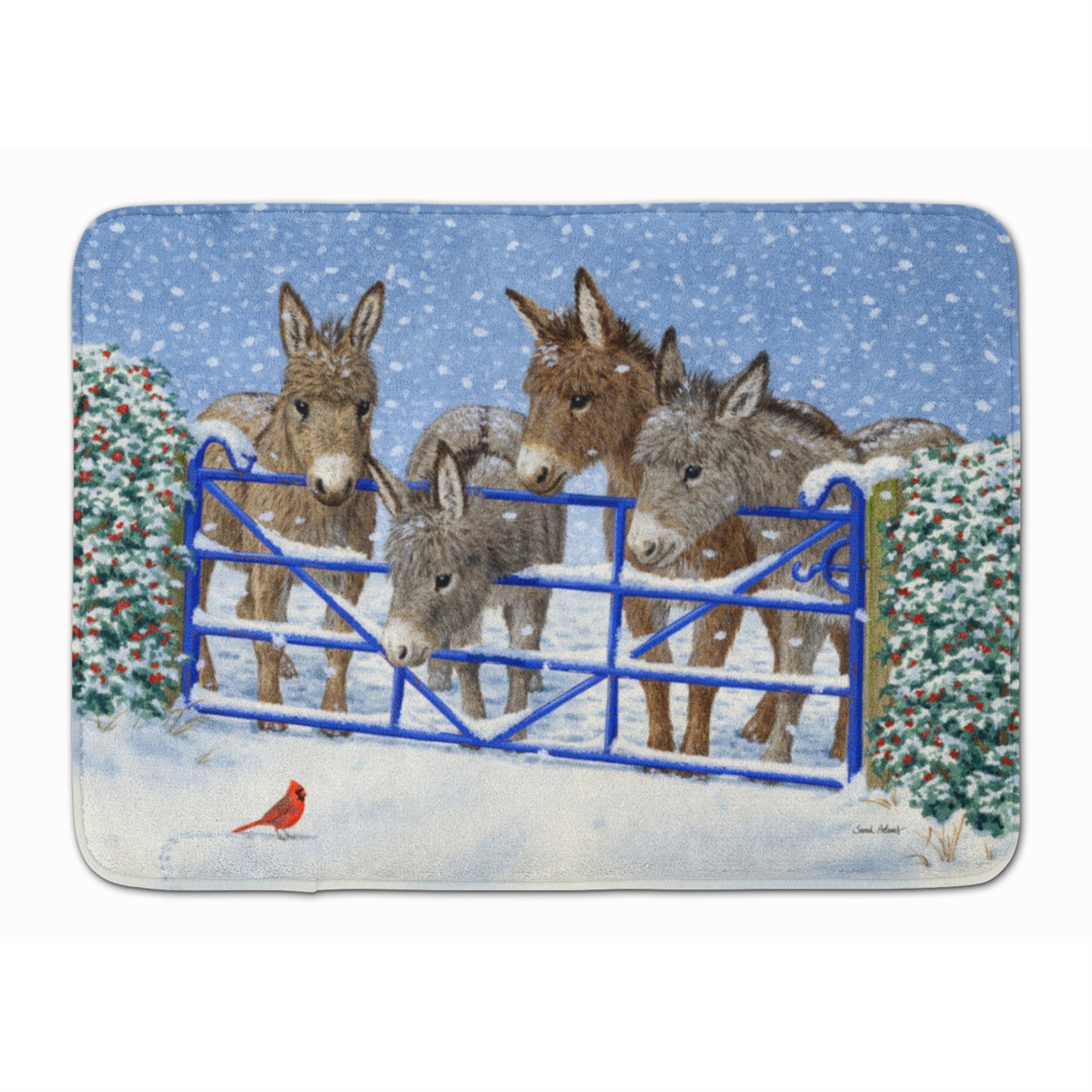 Caroline'S Treasures Donkeys And Cardinal Floor Mat, 19 X 27, Multicolor