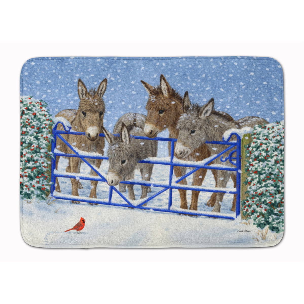 Caroline'S Treasures Donkeys And Cardinal Floor Mat, 19 X 27, Multicolor