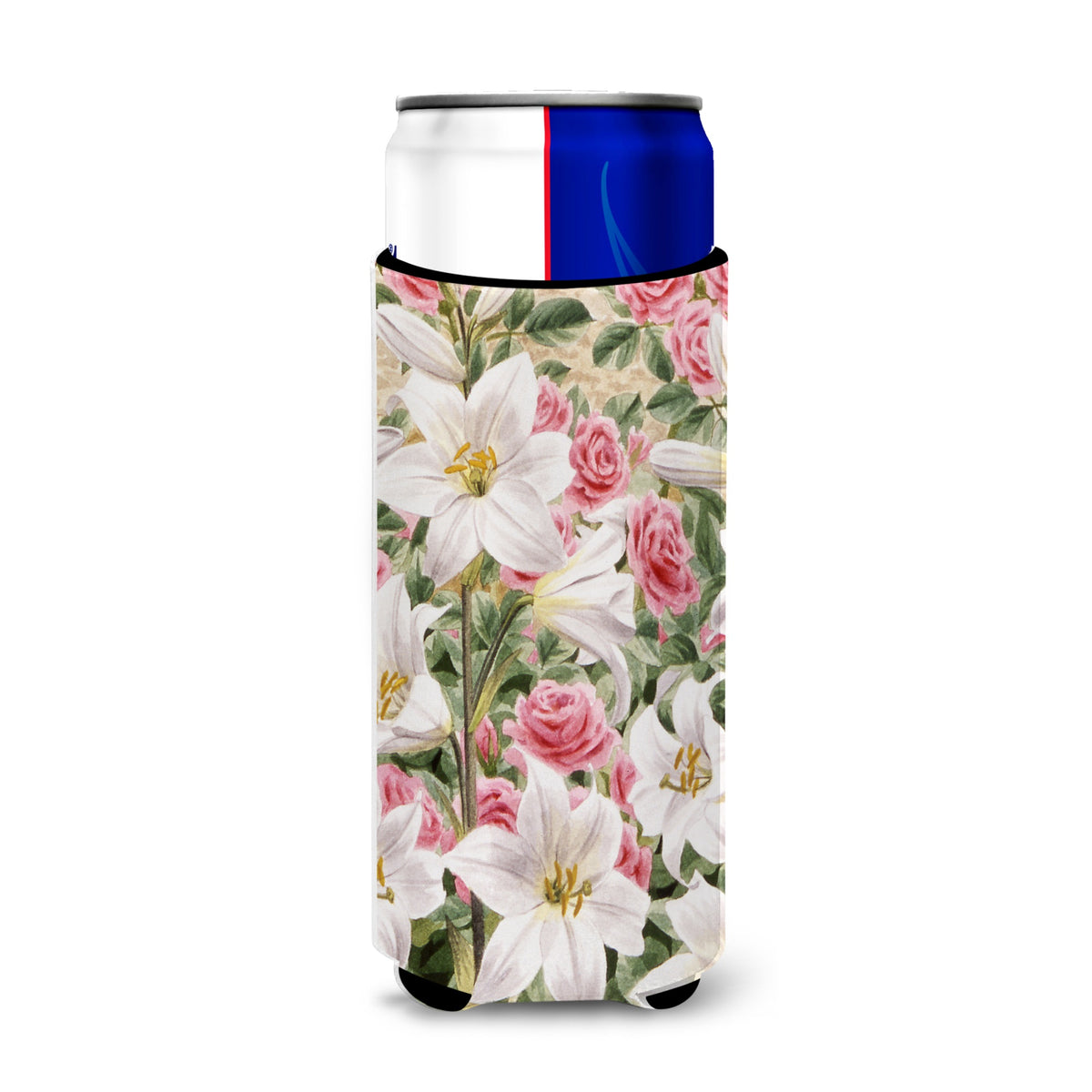 Caroline'S Treasures Lilies And Roses By Sarah Adams Michelob Ultra Koozies For Slim Cans, Multicolor