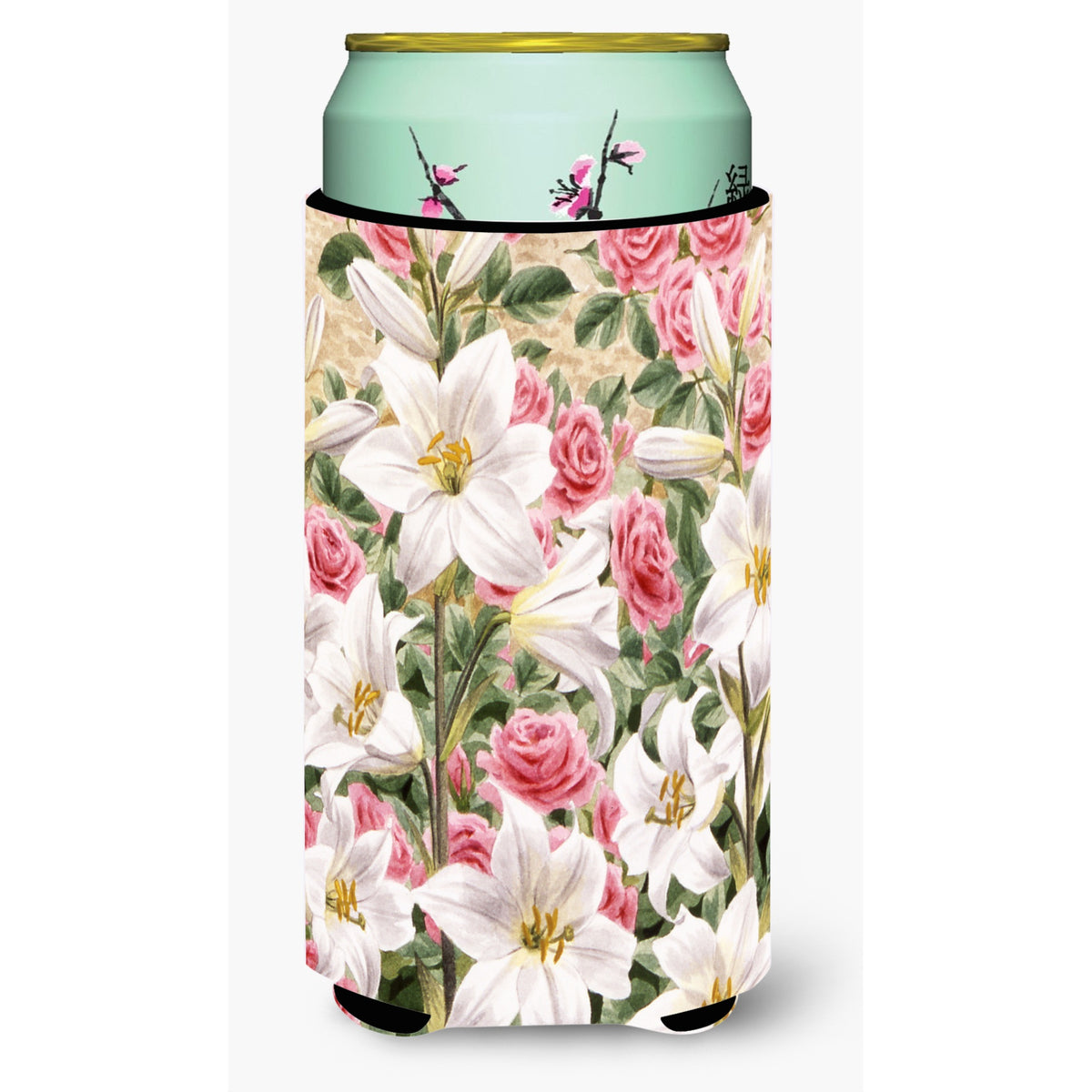 Caroline'S Treasures Lilies And Roses By Sarah Adams Tall Boy Koozie Hugger, Multicolor