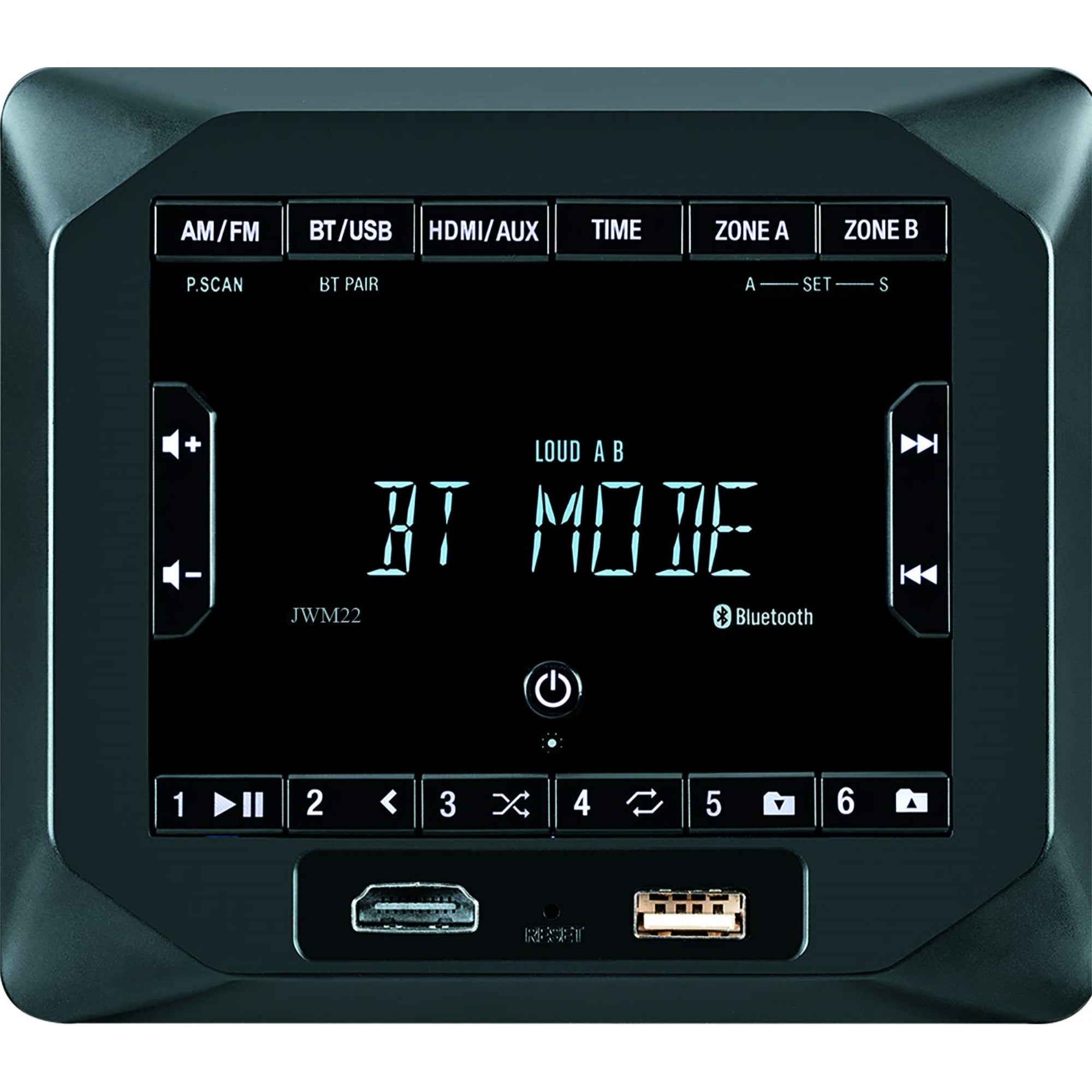 Jensen Jwm22 2-Speaker Zones Am/Fm|Bt|Hdmi|Aux Cube Wall Mount Stereo, Speaker Output 4X 6 Watt, 30 Station Presets (18Fm/12Am), Receives Bluetooth Audio (A2Dp) And Controls (Avrcp) From Devices