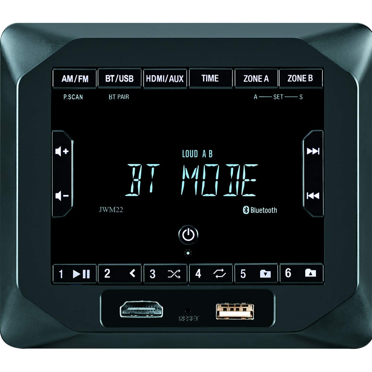 Jensen Jwm22 2-Speaker Zones Am/Fm|Bt|Hdmi|Aux Cube Wall Mount Stereo, Speaker Output 4X 6 Watt, 30 Station Presets (18Fm/12Am), Receives Bluetooth Audio (A2Dp) And Controls (Avrcp) From Devices