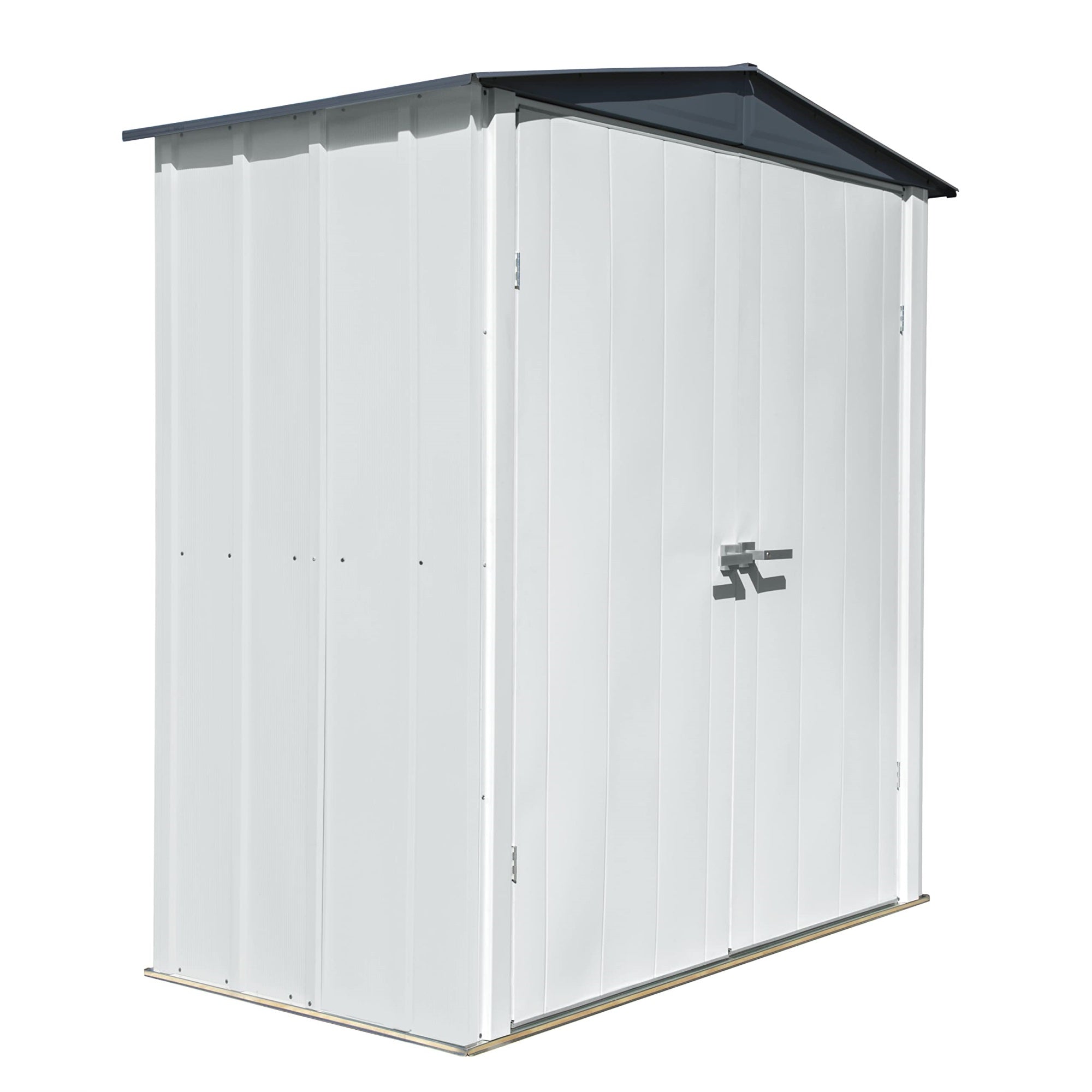 Arrow Shed Designed 6' X 3' X 6' Compact Outdoor Metal Backyard, Patio, And Garden Shed Kit, Flute Gray And Anthracite