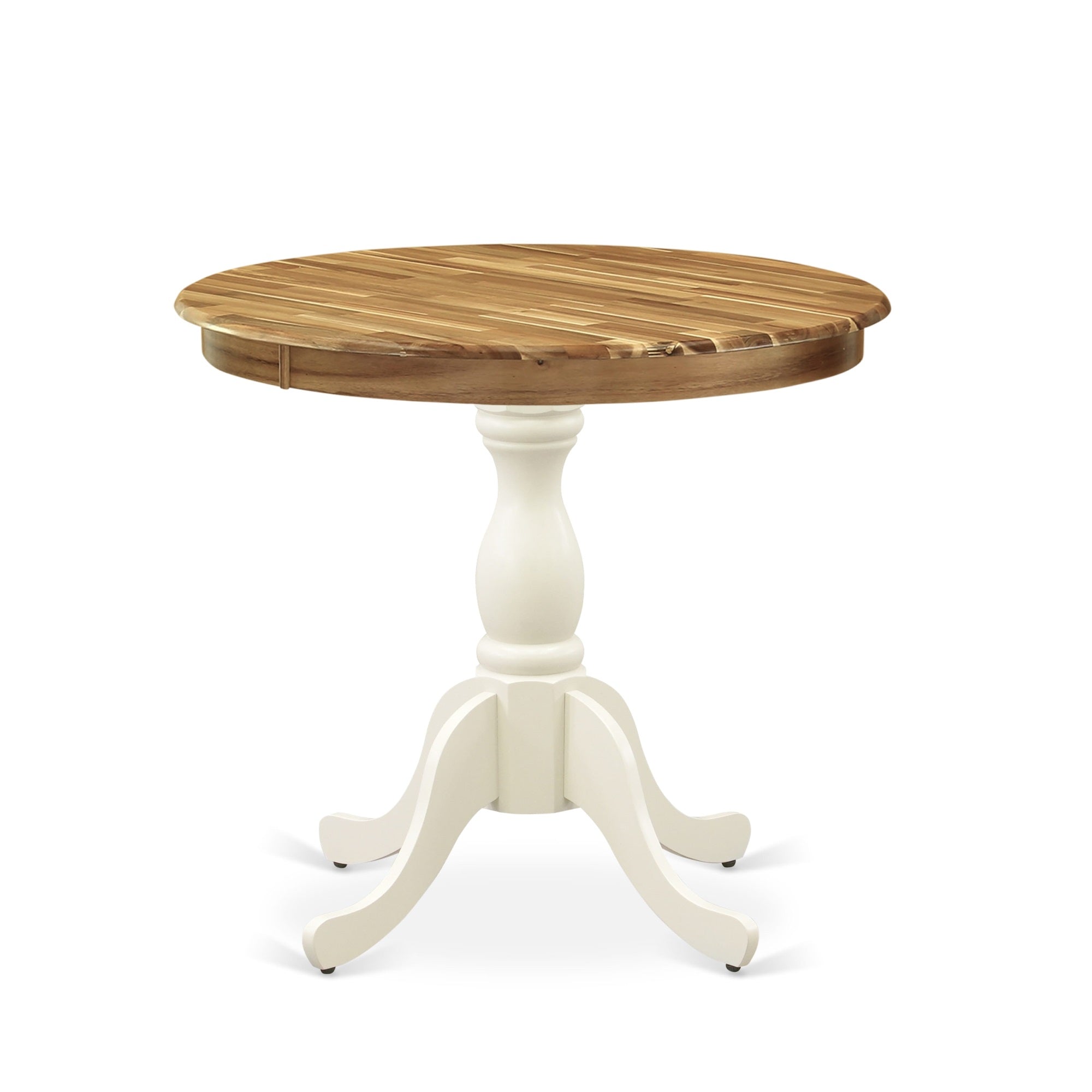 East West Furniture - Ast-Nlw-Tp - Dining Room Table - Natural Table Top And Linen White Pedestal Leg Finish