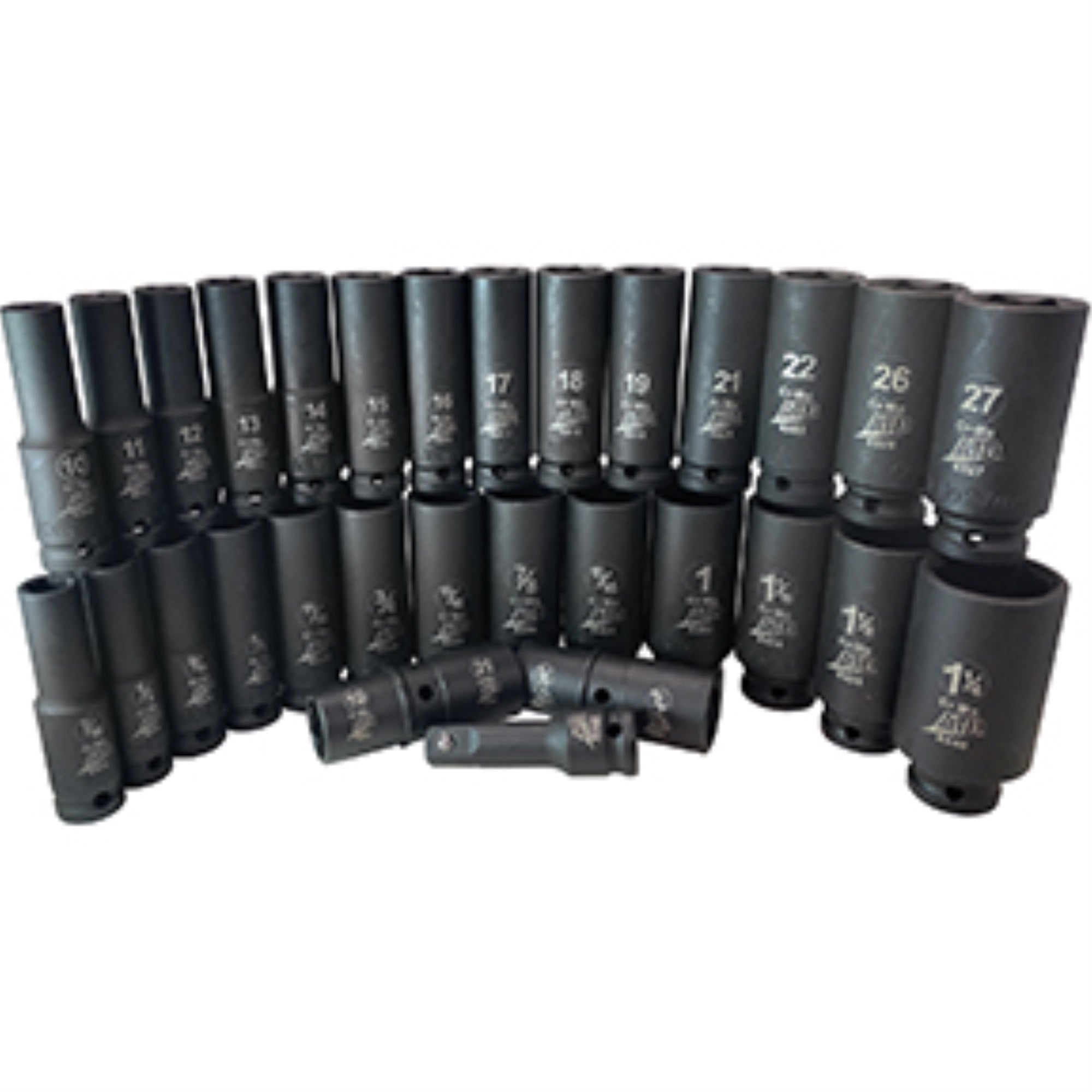 SET SOCKET IMPACT 1/2DR DEEP SAE/MM 30 PIECE